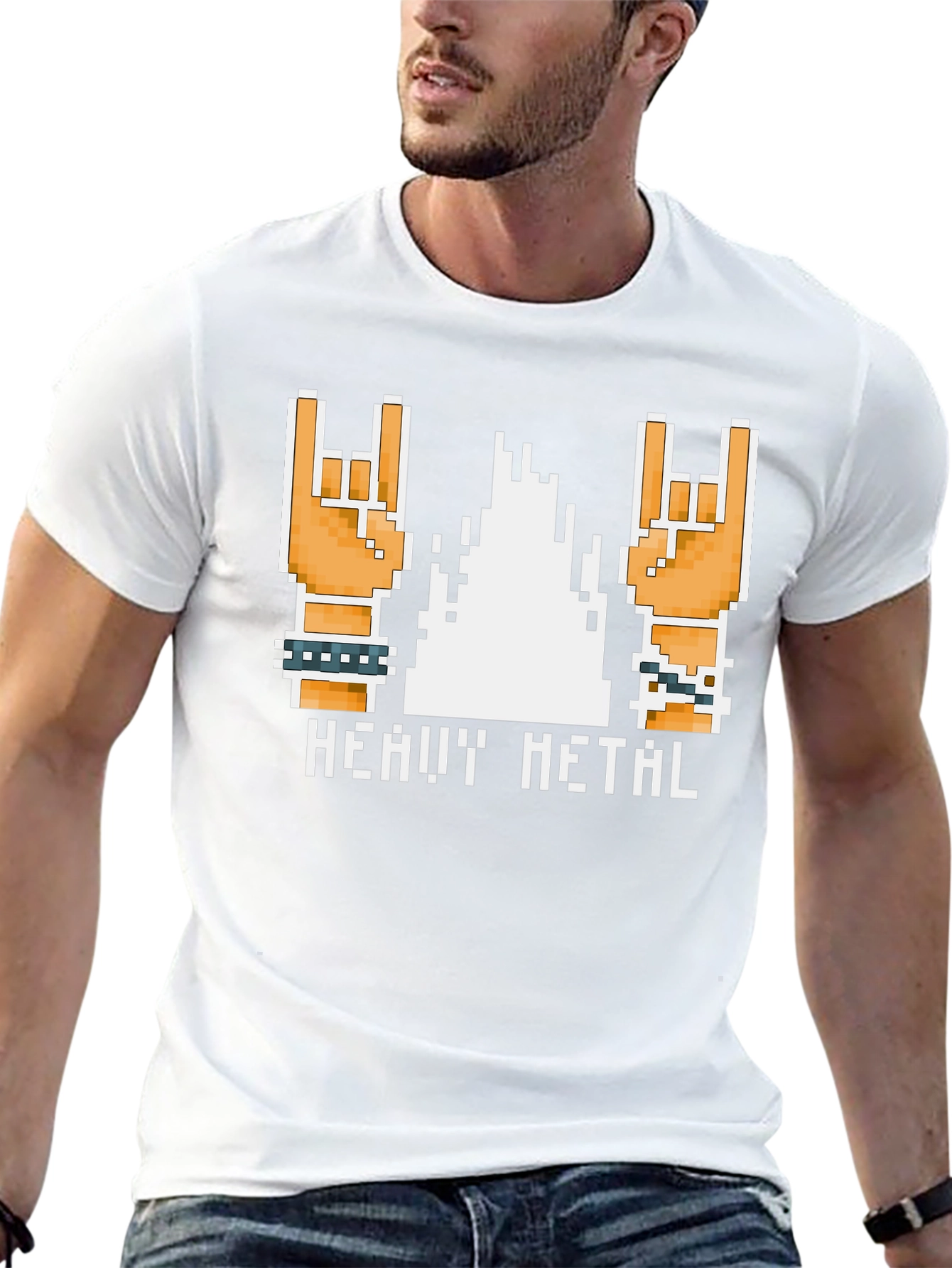 Heavy Metal Pixel Art T-Shirt - Rock On!