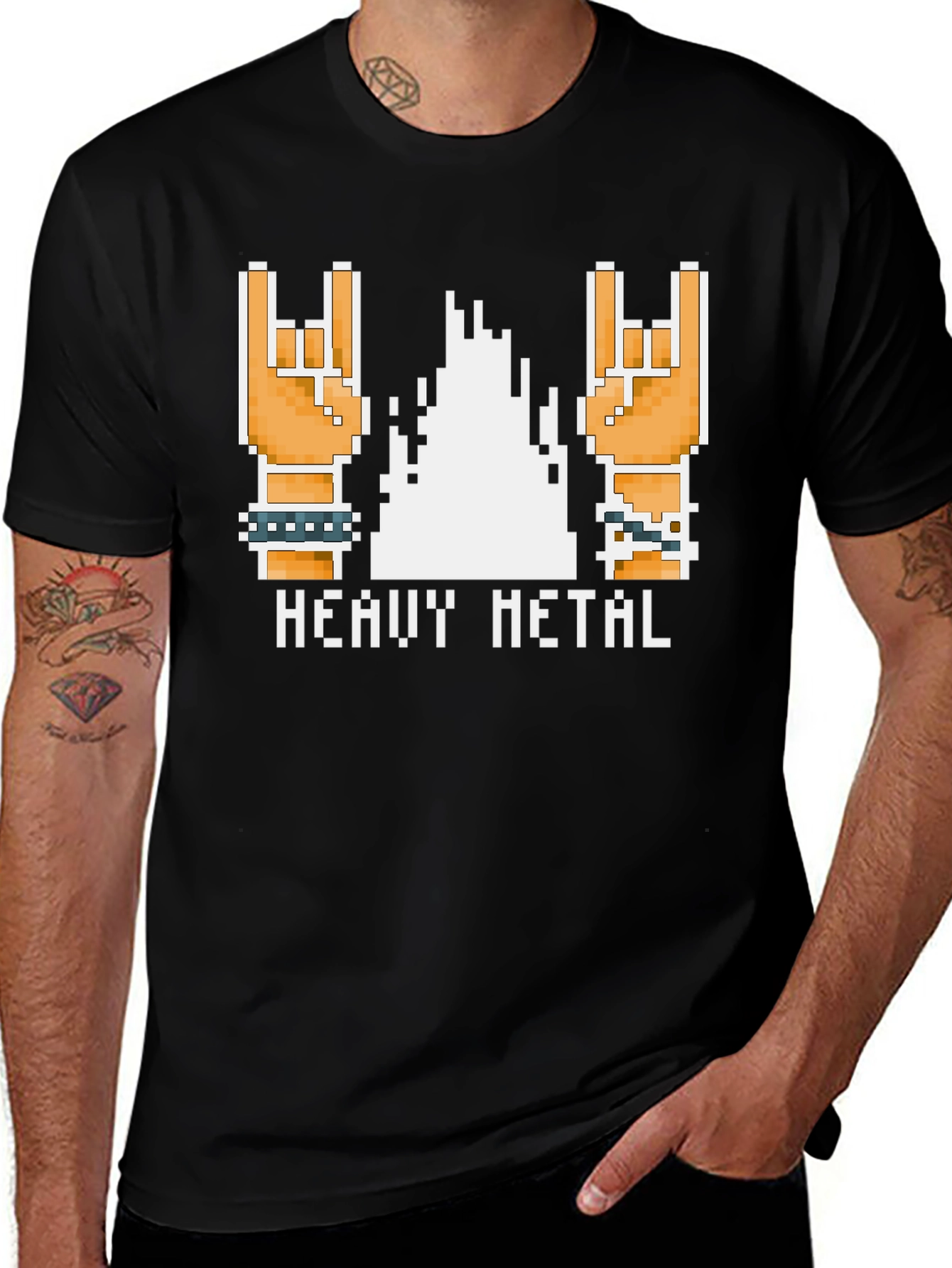 Heavy Metal Pixel Art T-Shirt - Rock On!