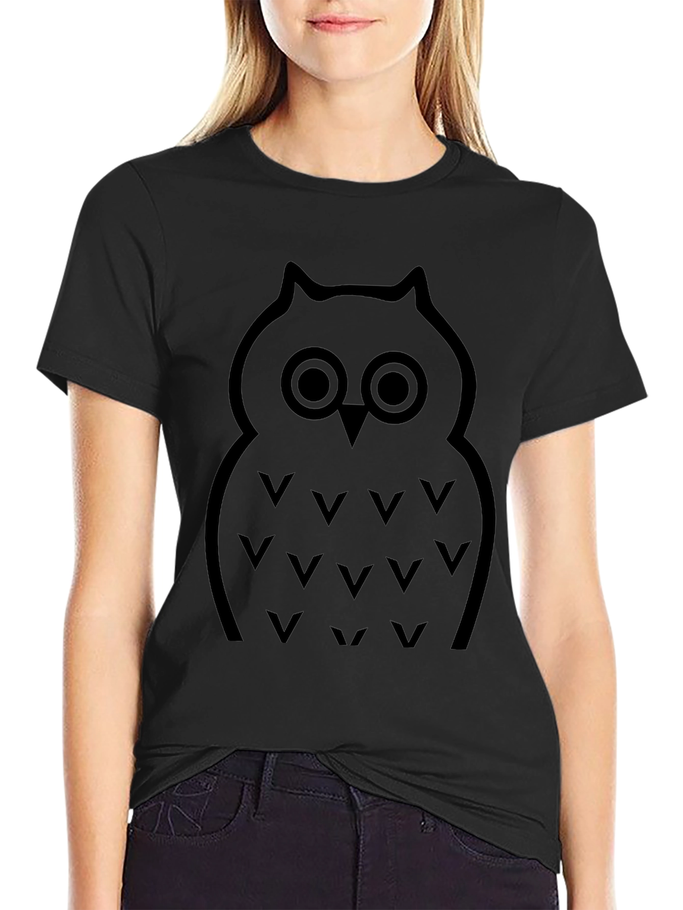 Owl Graphic Tee - Classic Black Cotton T-Shirt