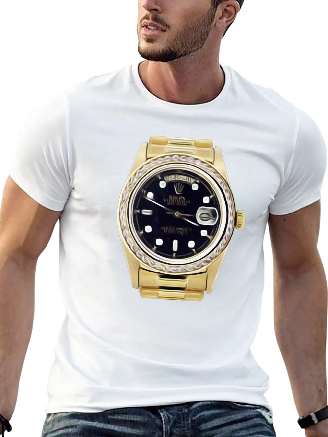 Statement Tee: Golden Watch Graphic