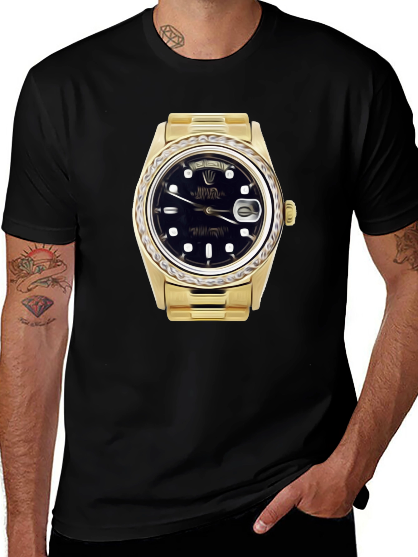 Statement Tee: Golden Watch Graphic