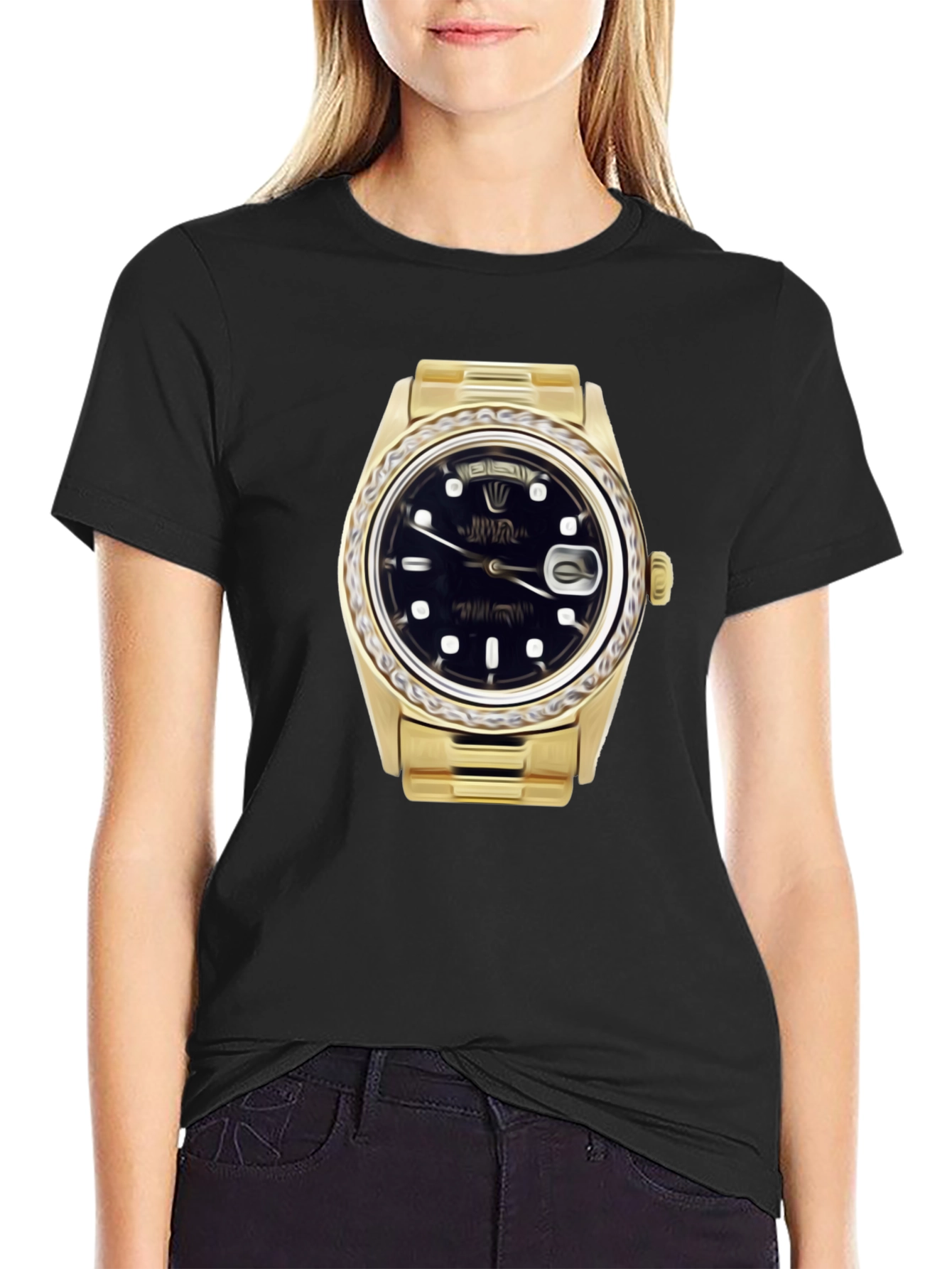 Statement Tee: Golden Watch Graphic