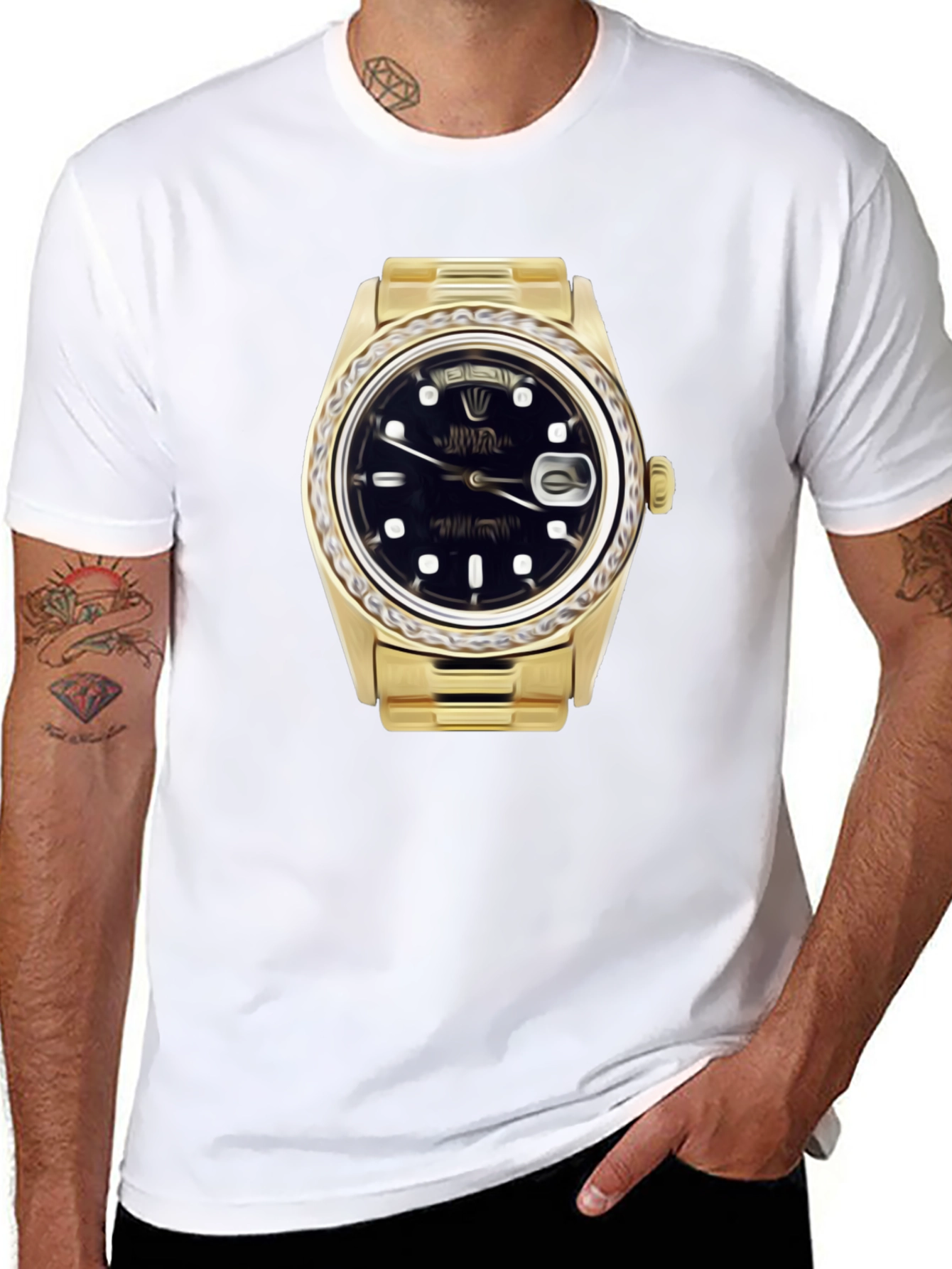 Statement Tee: Golden Watch Graphic
