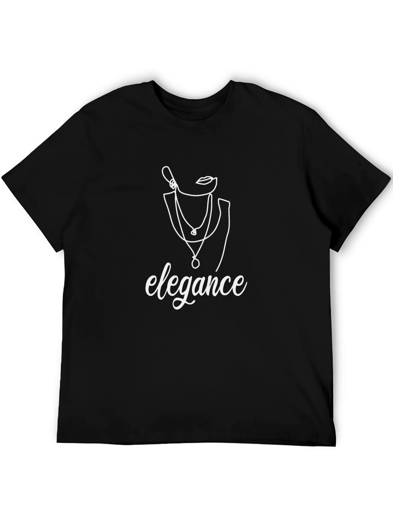Elegant Womens Line Art Black T-Shirt