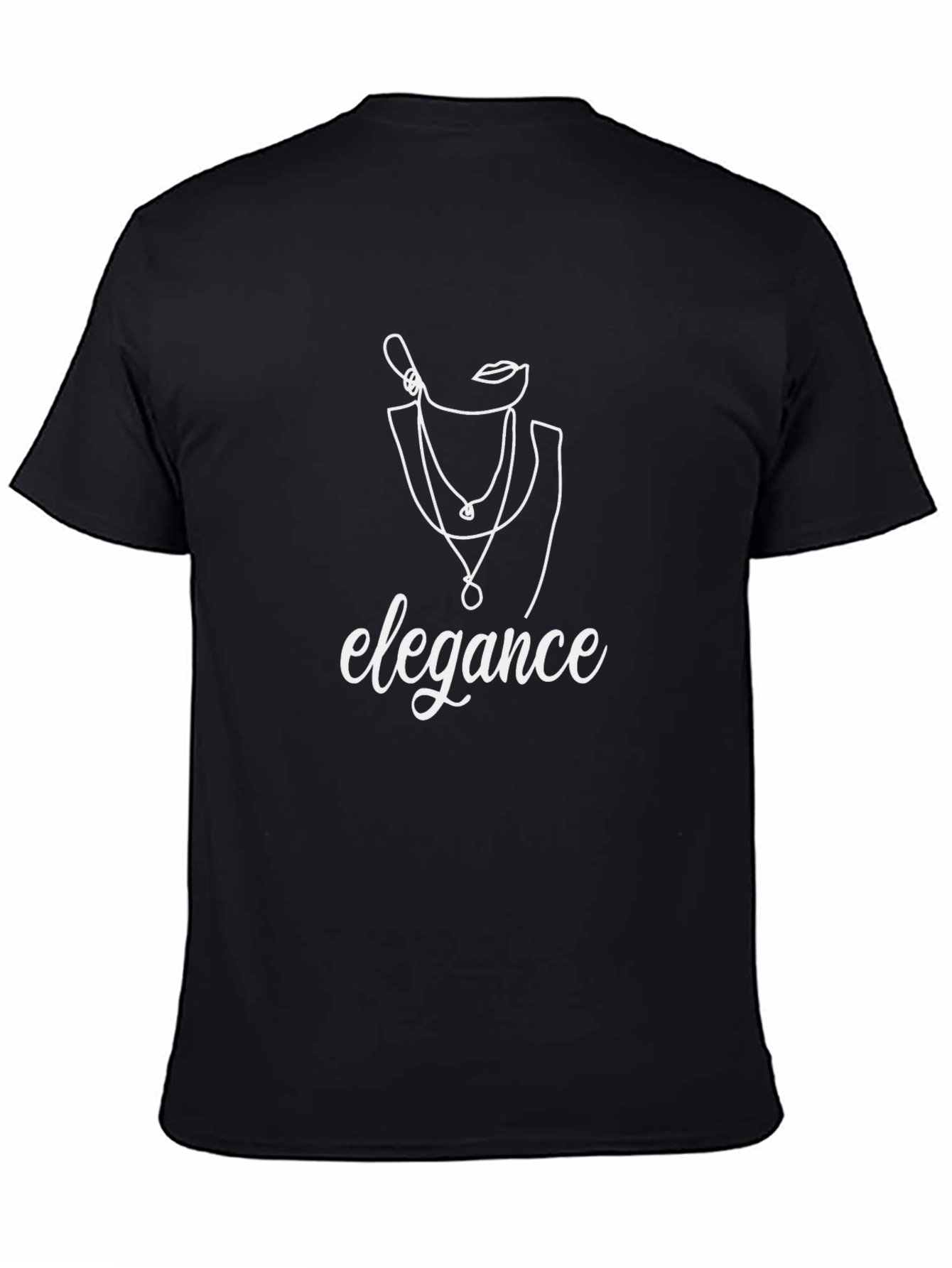 Elegant Womens Line Art Black T-Shirt