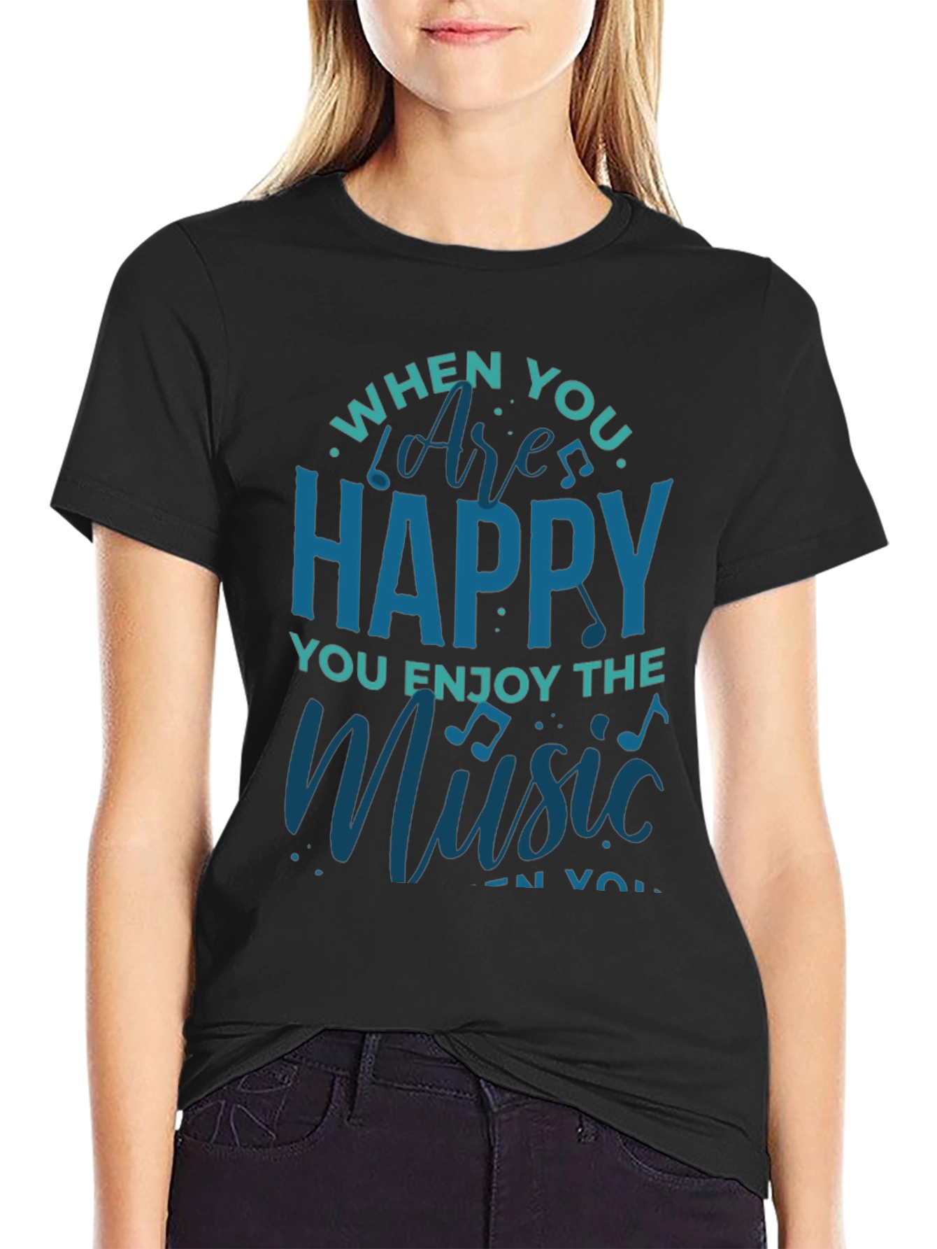 Happy Music T-Shirt - Black Graphic Tee