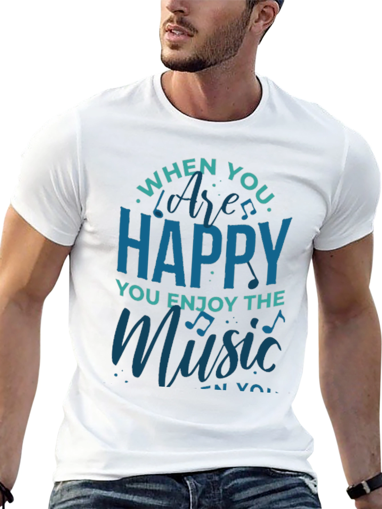 Happy Music T-Shirt - Black Graphic Tee
