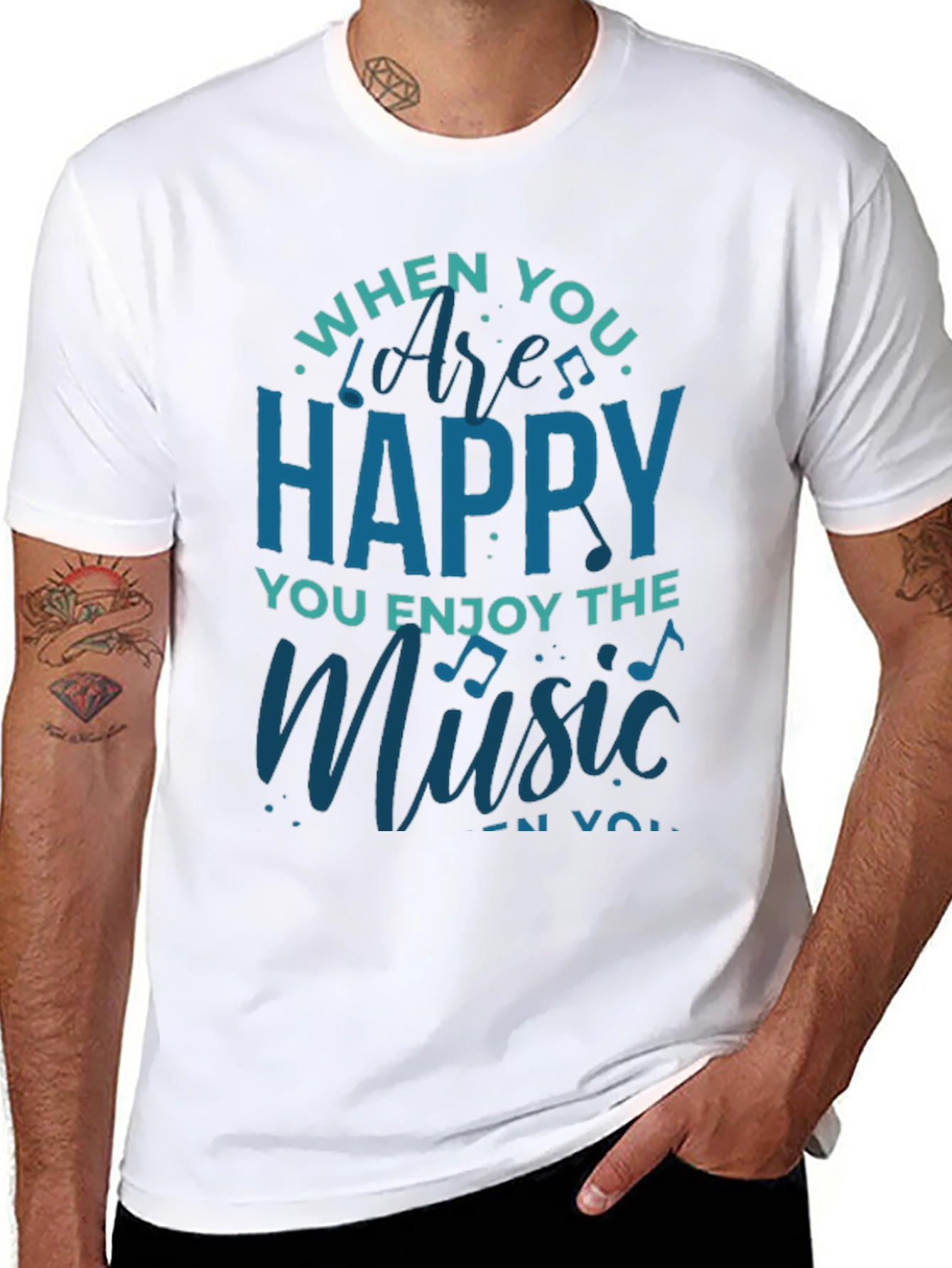 Happy Music T-Shirt - Black Graphic Tee