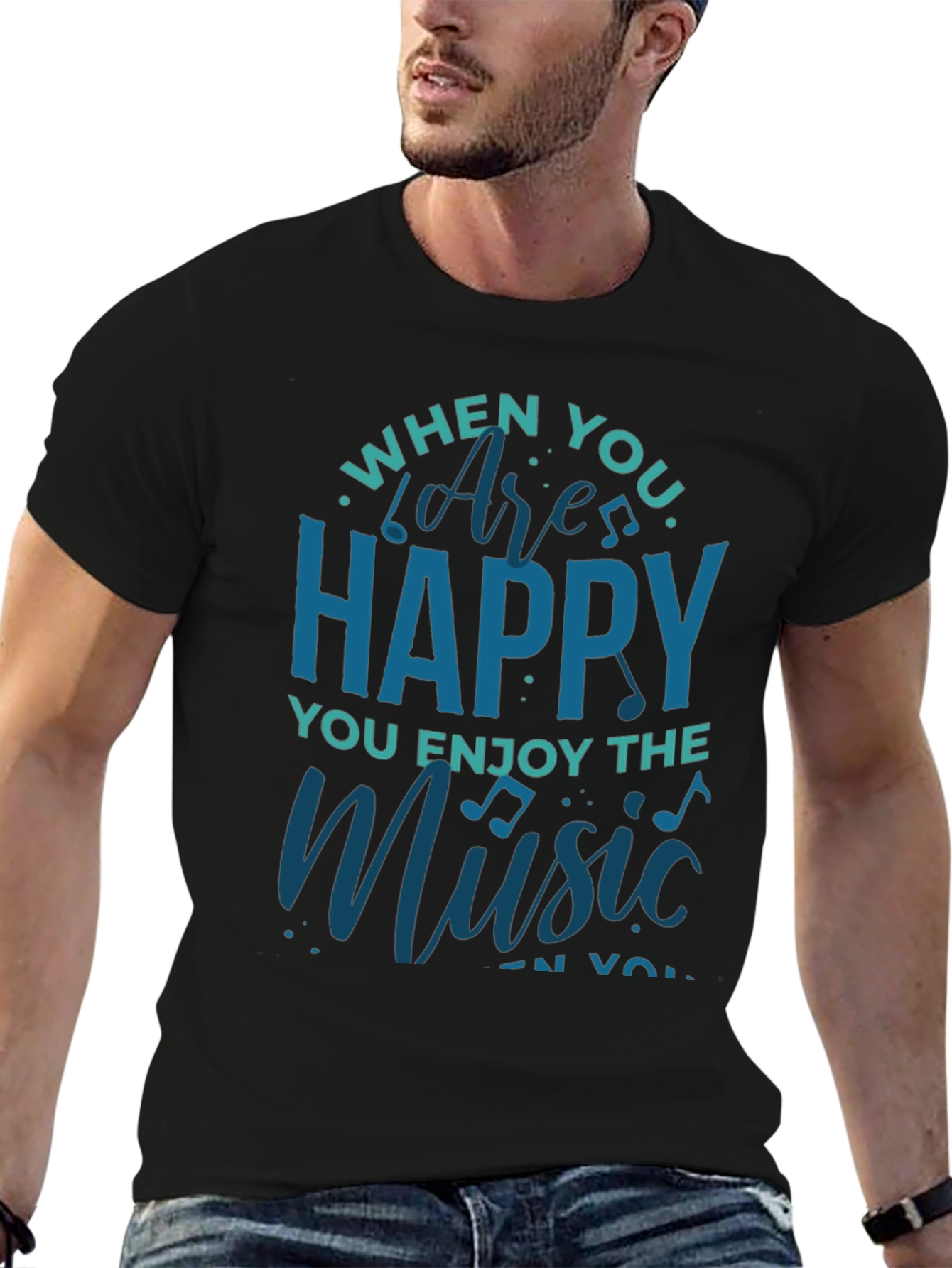 Happy Music T-Shirt - Black Graphic Tee
