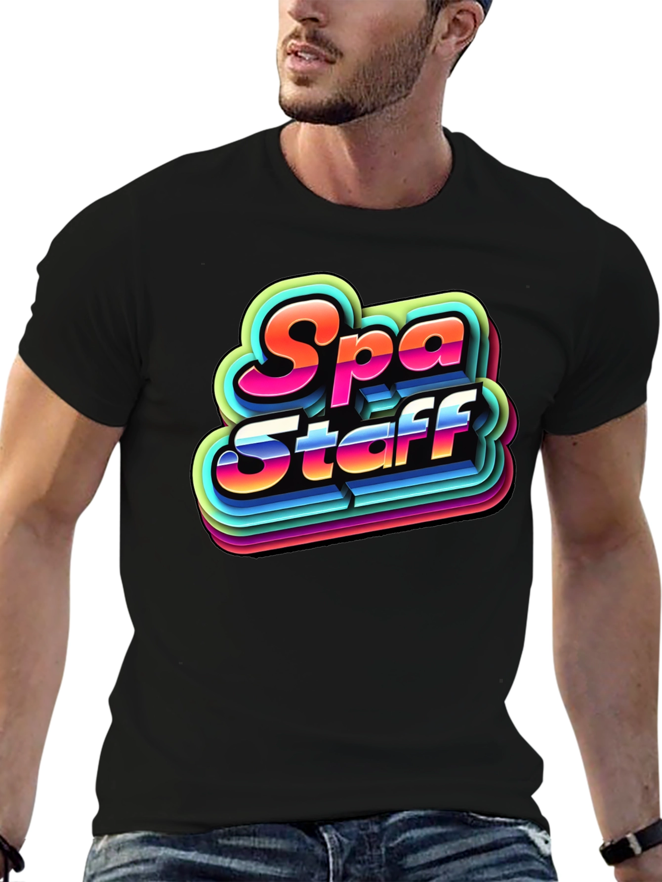 Retro Spa Staff T-Shirt - Black