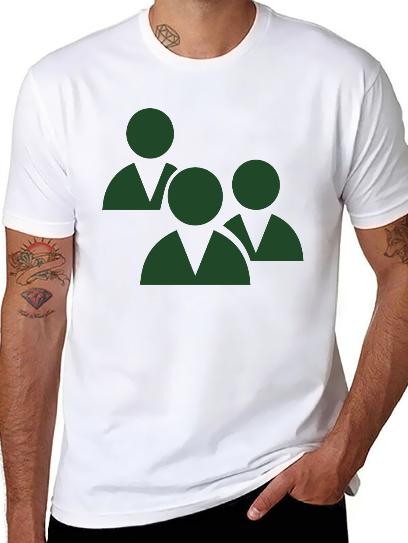 Green Teamwork Graphic Black T-Shirt