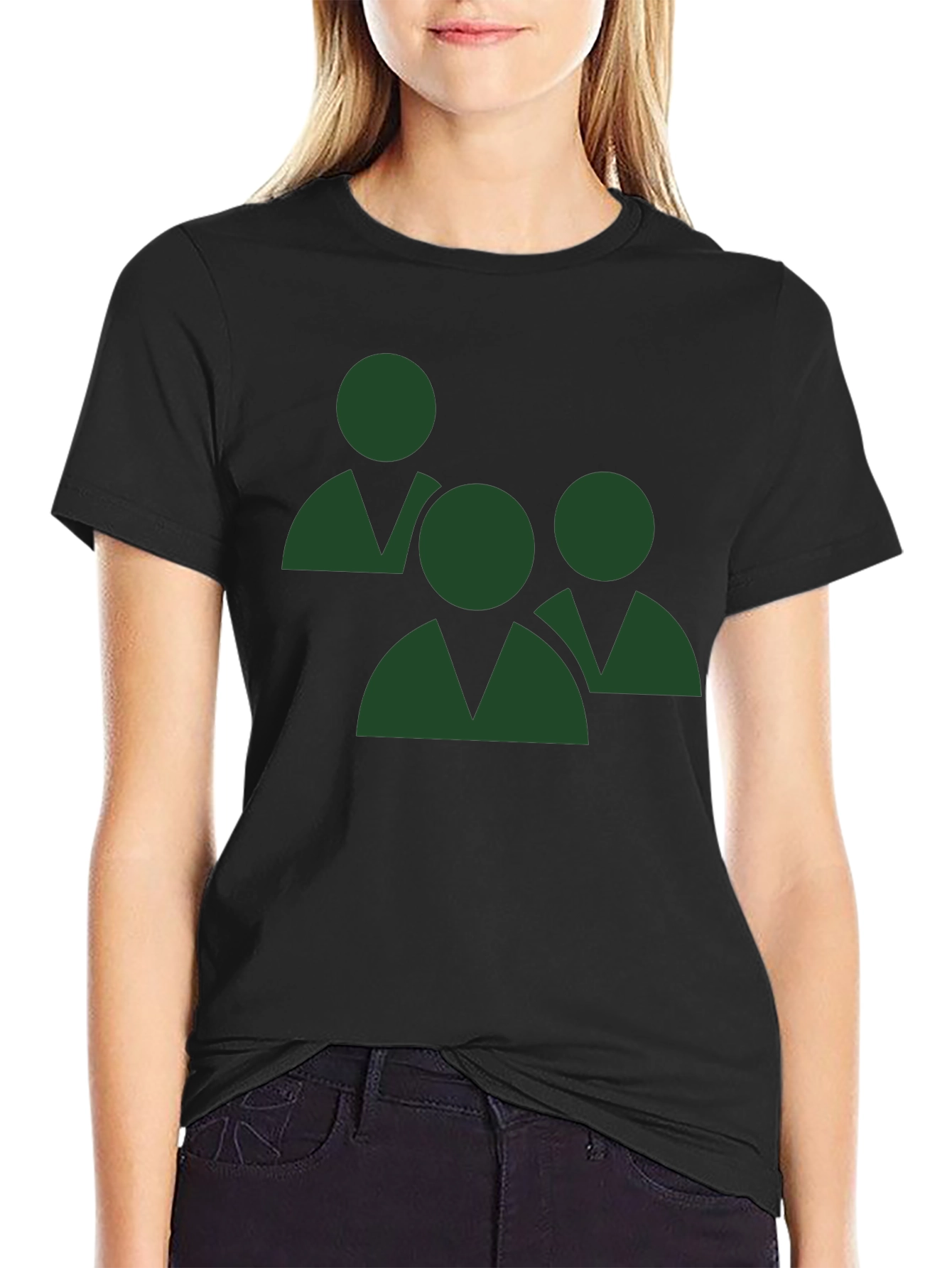 Green Teamwork Graphic Black T-Shirt
