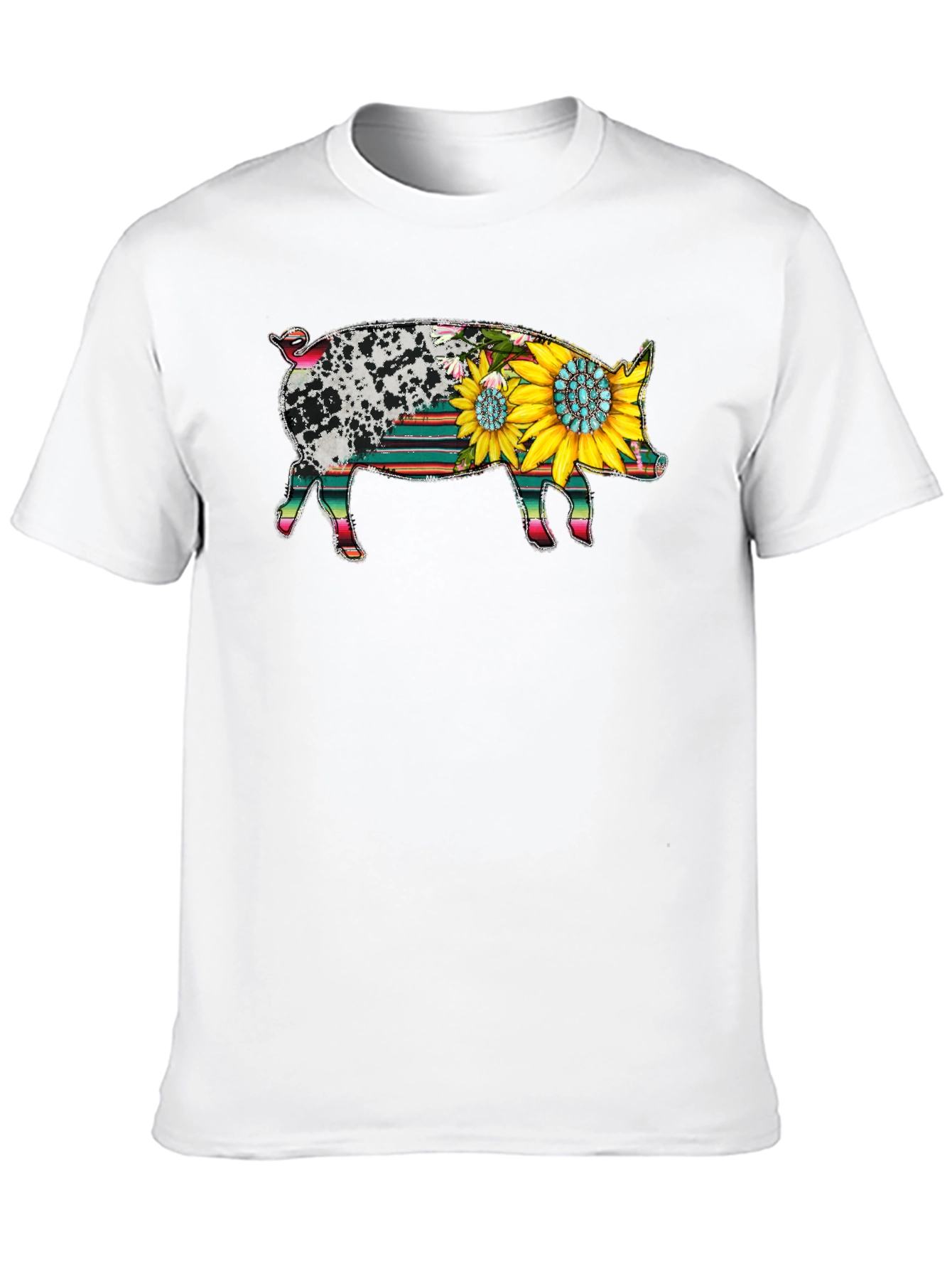 Sunflower Pig Graphic Tee - Western Style