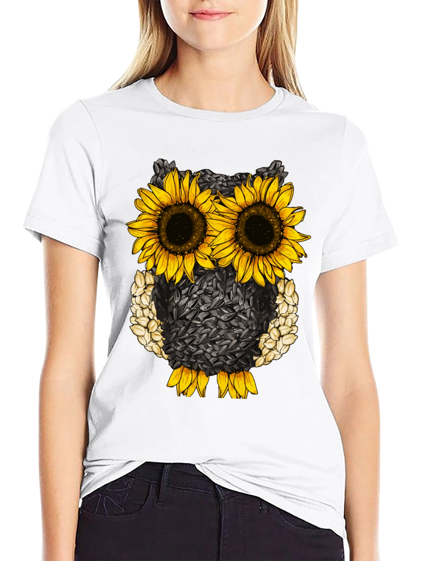 Sunflower Owl T-Shirt - Unique Graphic Tee