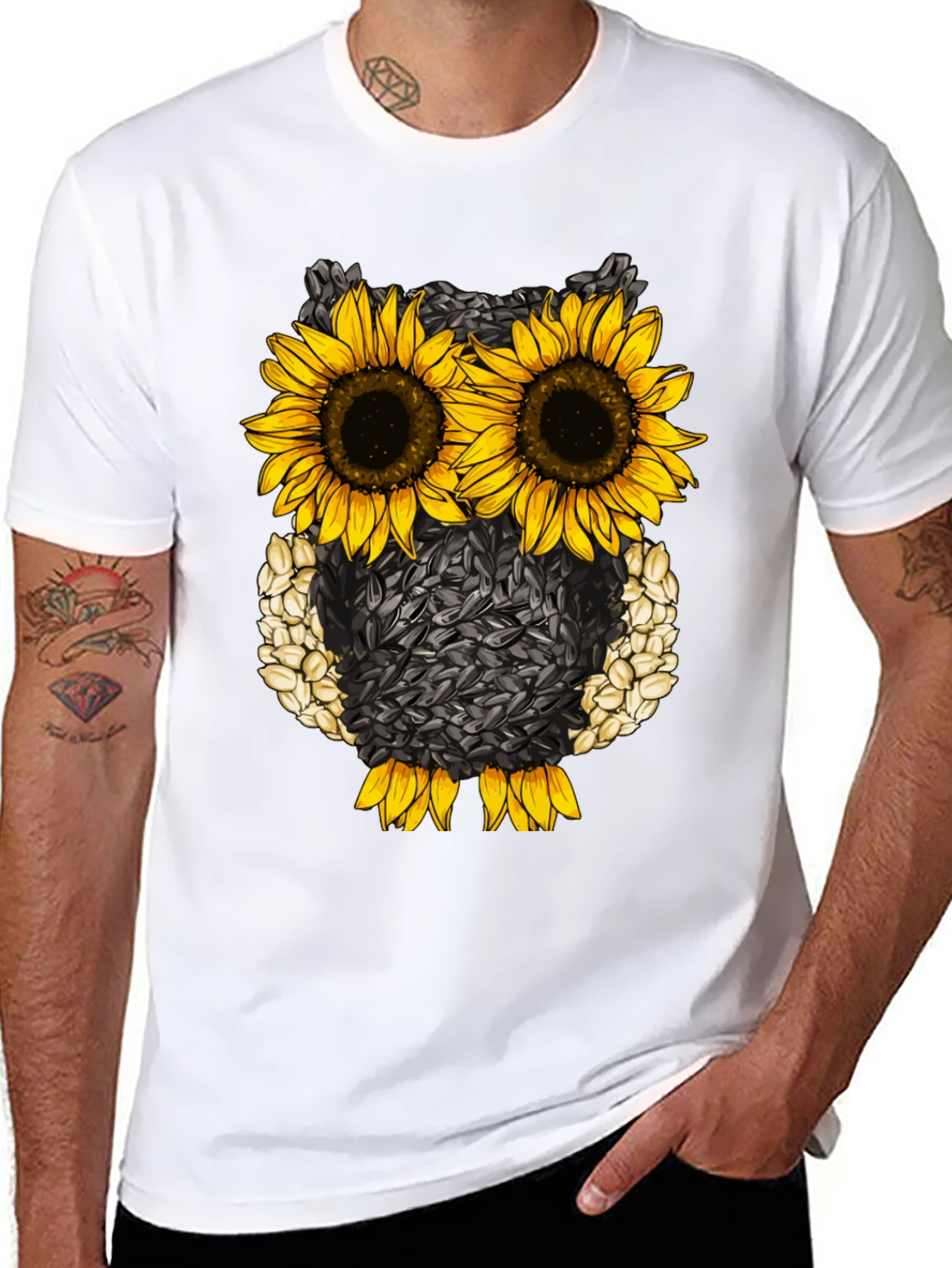 Sunflower Owl T-Shirt - Unique Graphic Tee