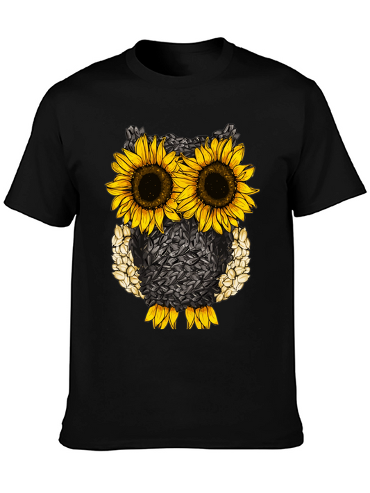 Sunflower Owl T-Shirt - Unique Graphic Tee