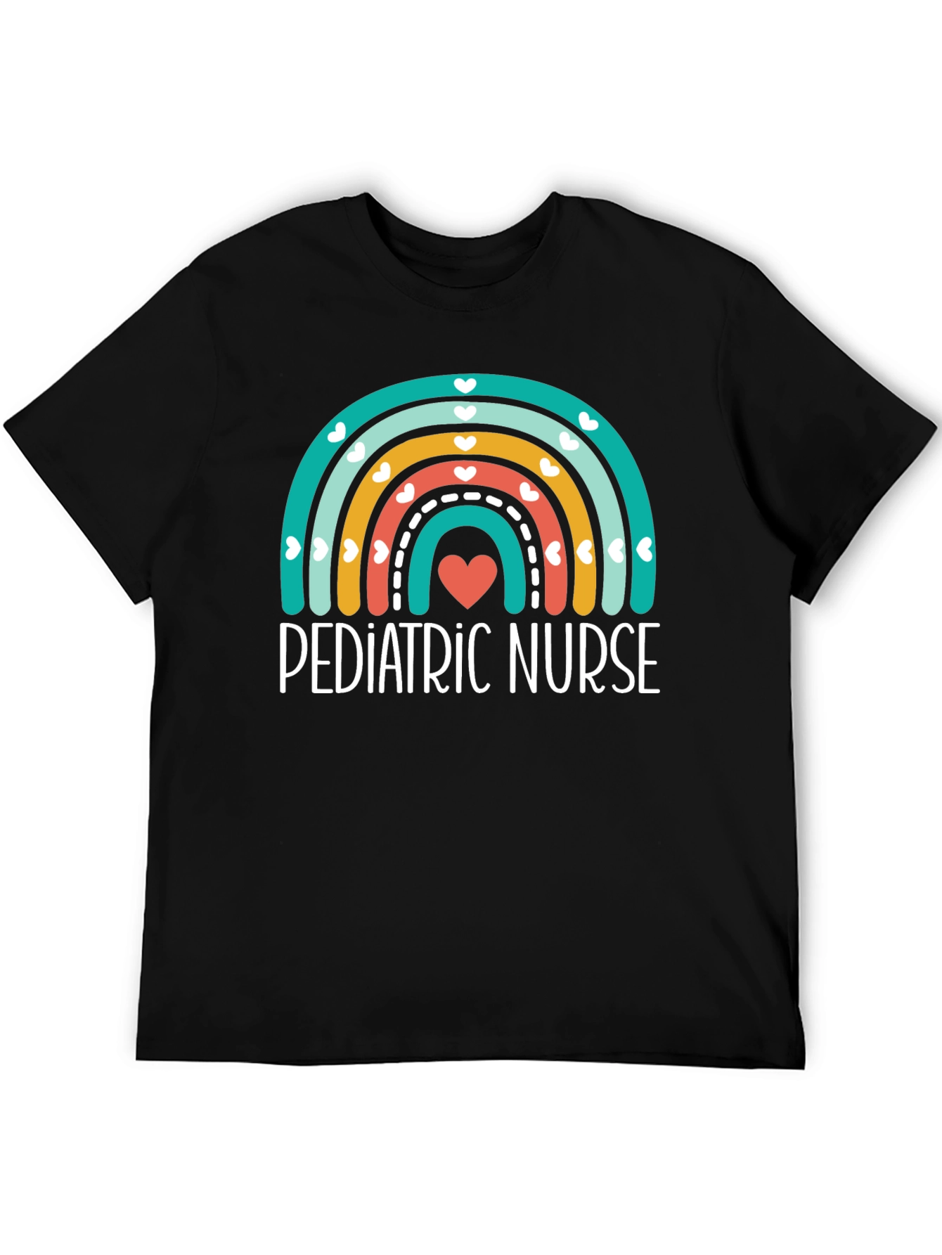 Pediatric Nurse Rainbow Heart Graphic Tee