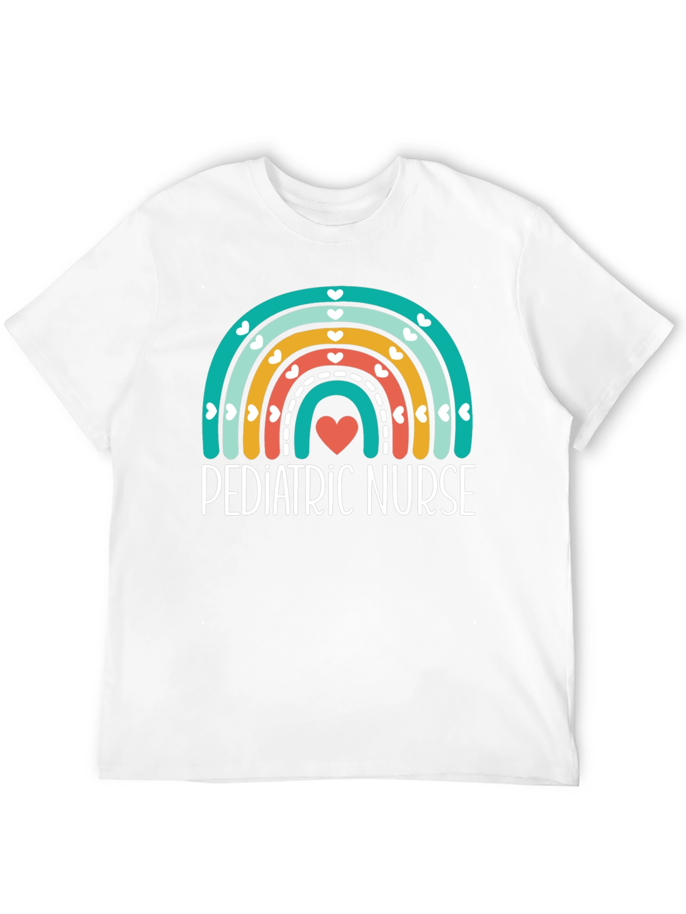 Pediatric Nurse Rainbow Heart Graphic Tee