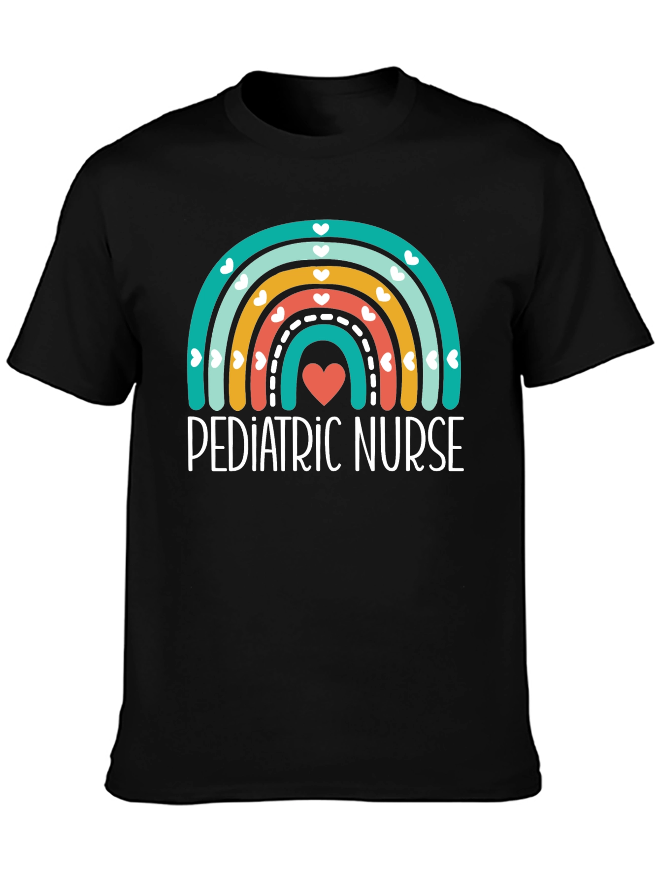 Pediatric Nurse Rainbow Heart Graphic Tee
