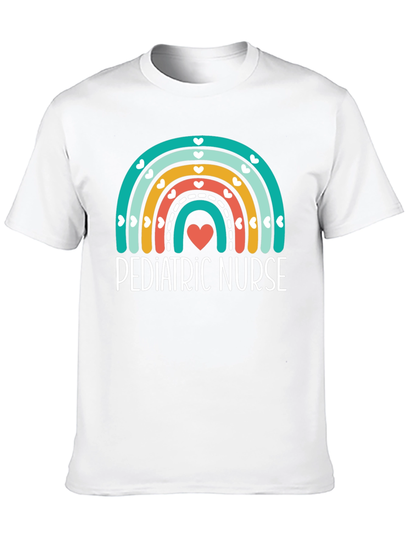 Pediatric Nurse Rainbow Heart Graphic Tee