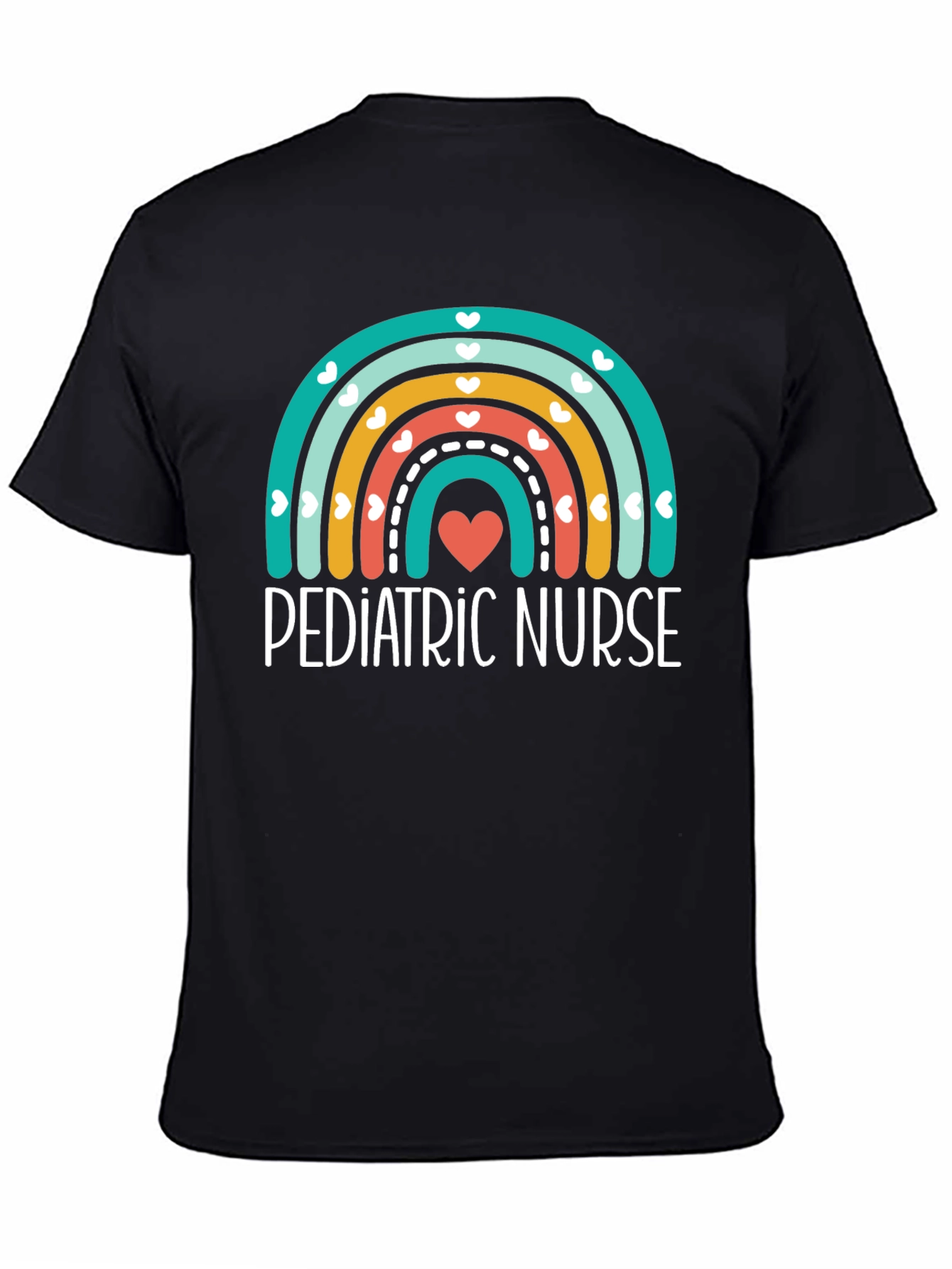 Pediatric Nurse Rainbow Heart Graphic Tee