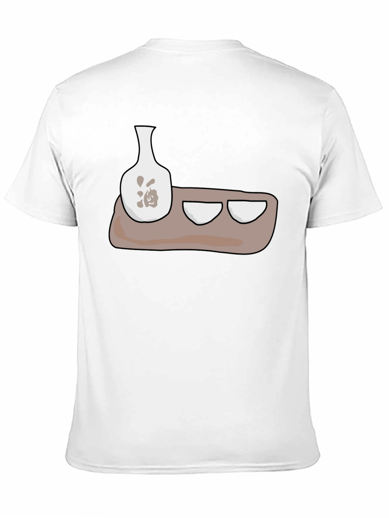 Sake Set Graphic T-Shirt - Black Cotton Blend
