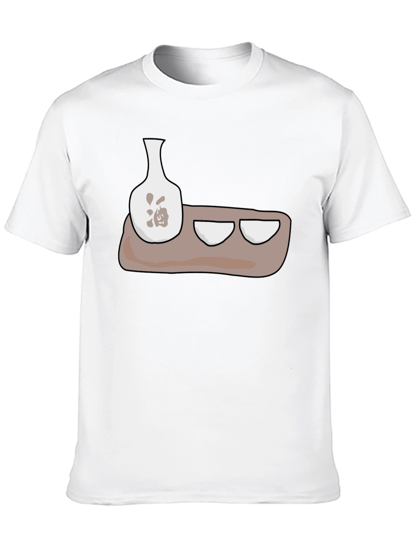 Sake Set Graphic T-Shirt - Black Cotton Blend
