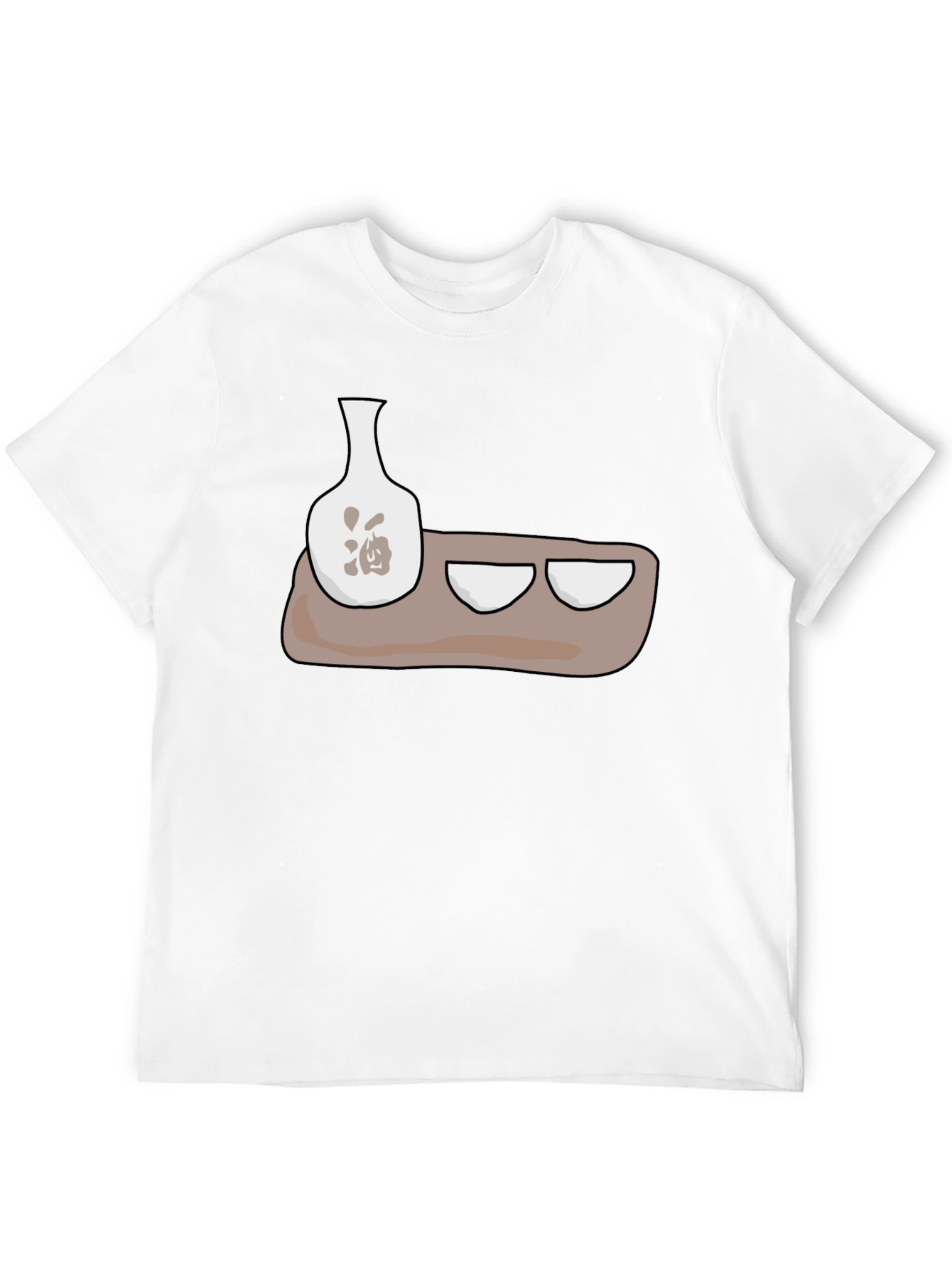 Sake Set Graphic T-Shirt - Black Cotton Blend