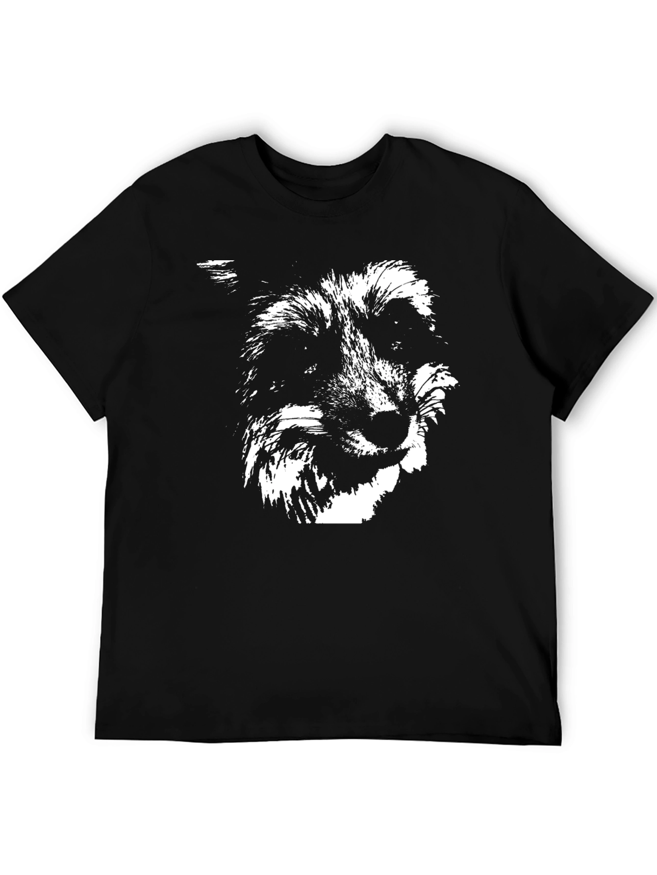 Black Graphic Tee - Wolf Design