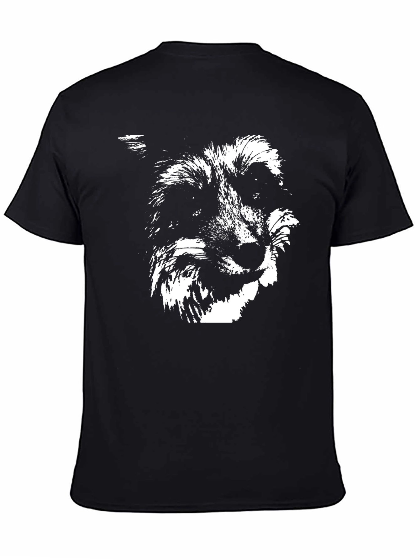 Black Graphic Tee - Wolf Design
