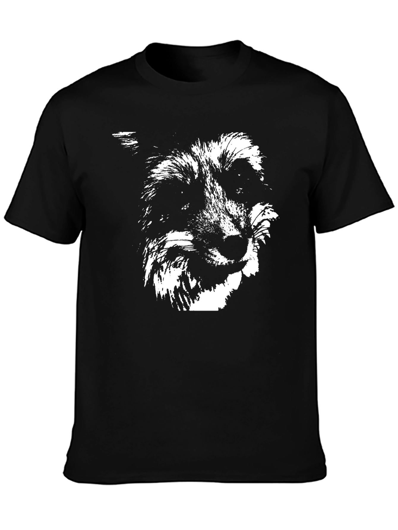 Black Graphic Tee - Wolf Design