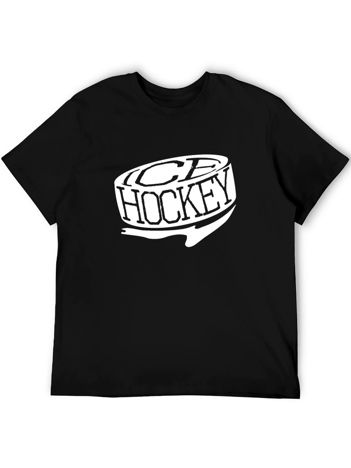 Ice Hockey Graphic Tee - Black Cotton T-Shirt