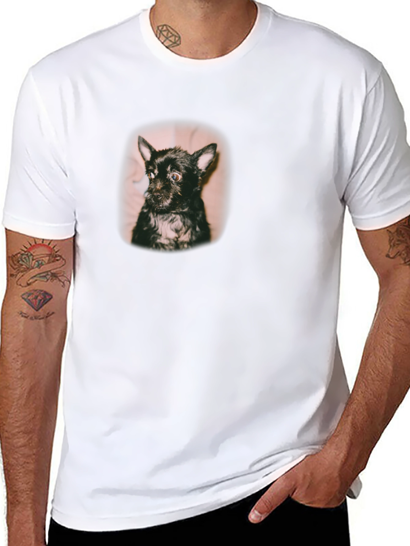 Cute Dog Portrait Black T-Shirt