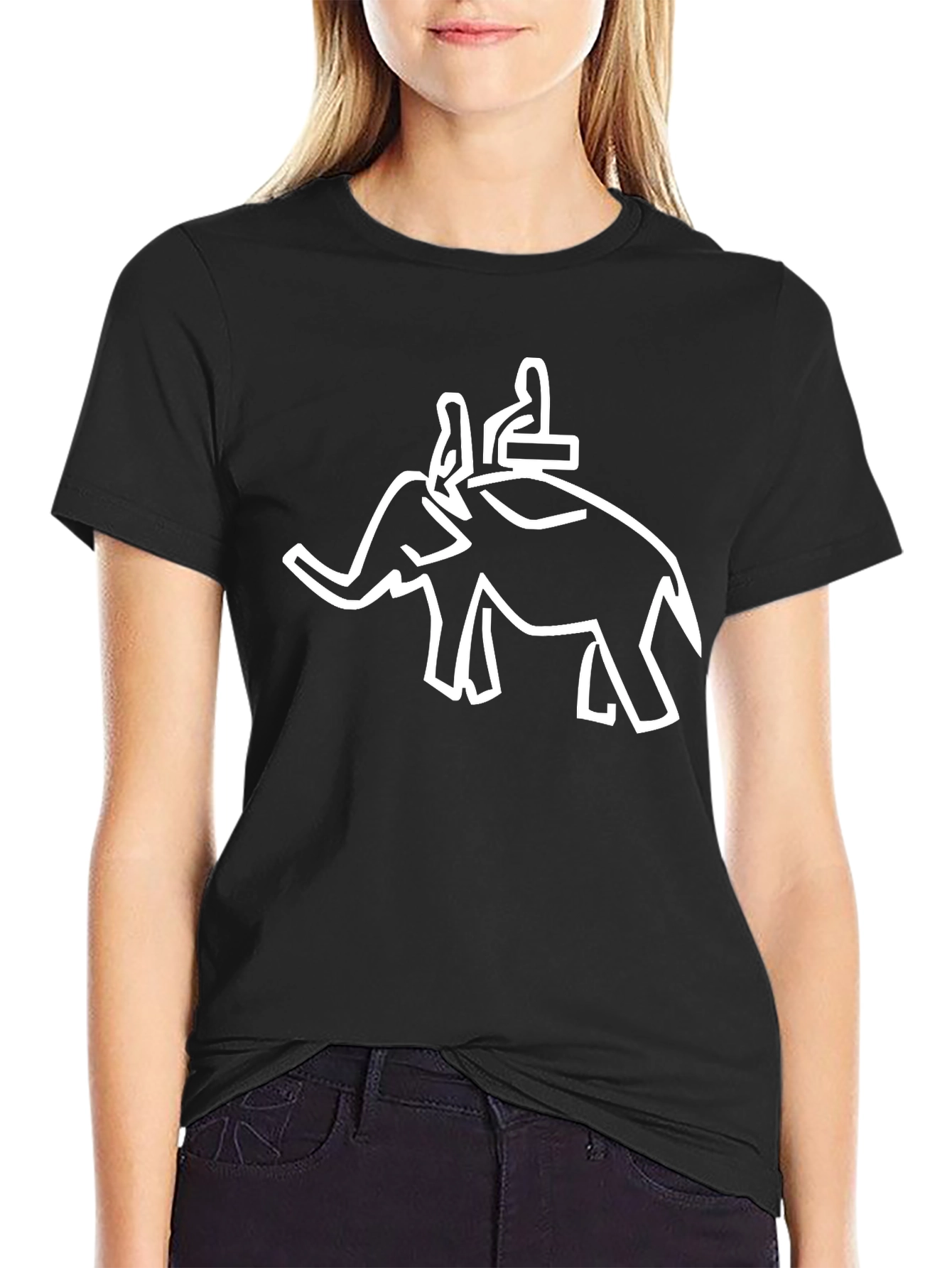 Elephant Outline Graphic Tee - Modern Style