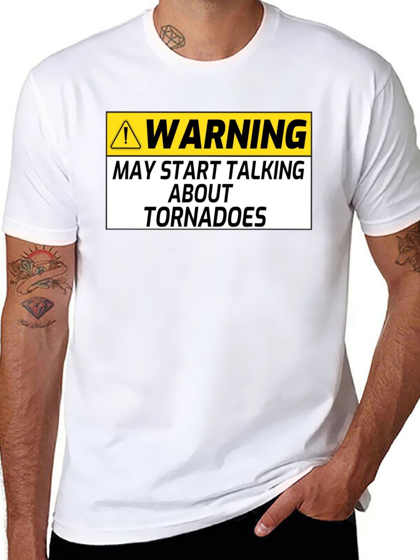 Warning May Start Talking About Tornadoes Black T-Shirt