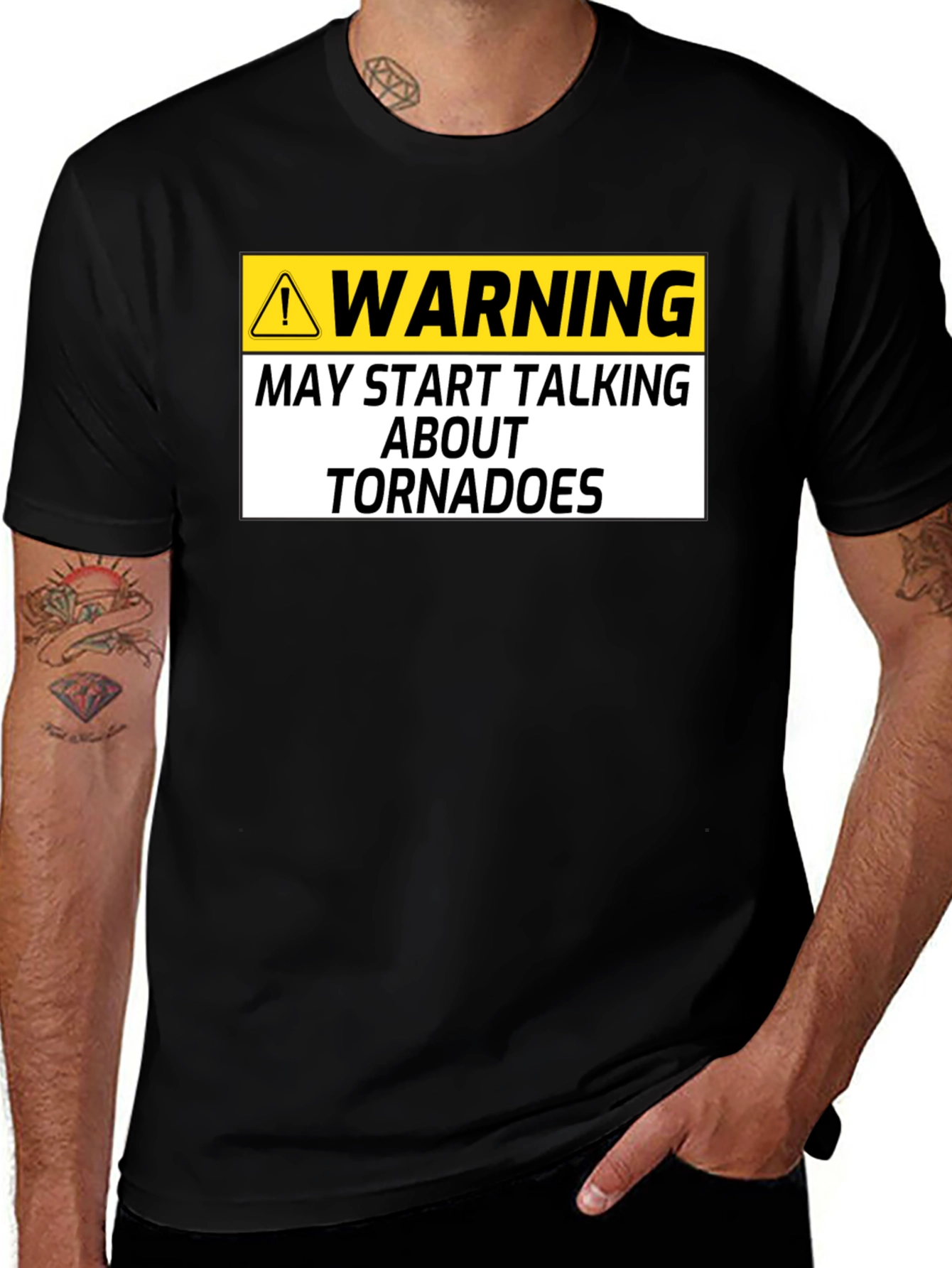 Warning May Start Talking About Tornadoes Black T-Shirt