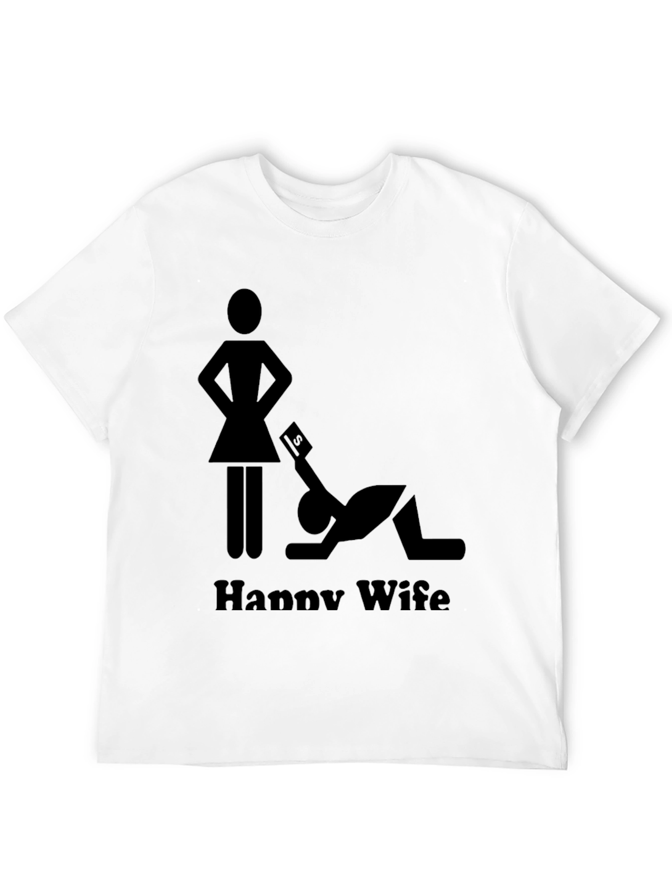 Happy Wife Happy Life Black Graphic T-Shirt