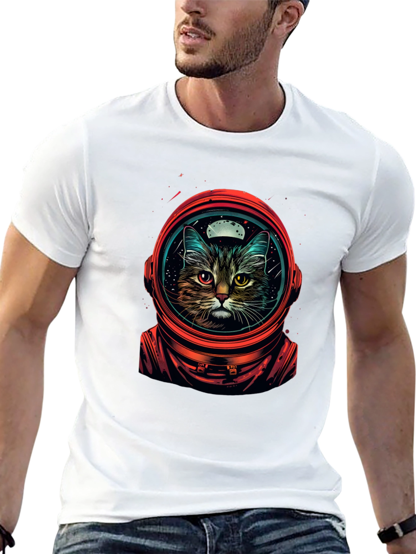 Astronaut Cat Graphic T-Shirt
