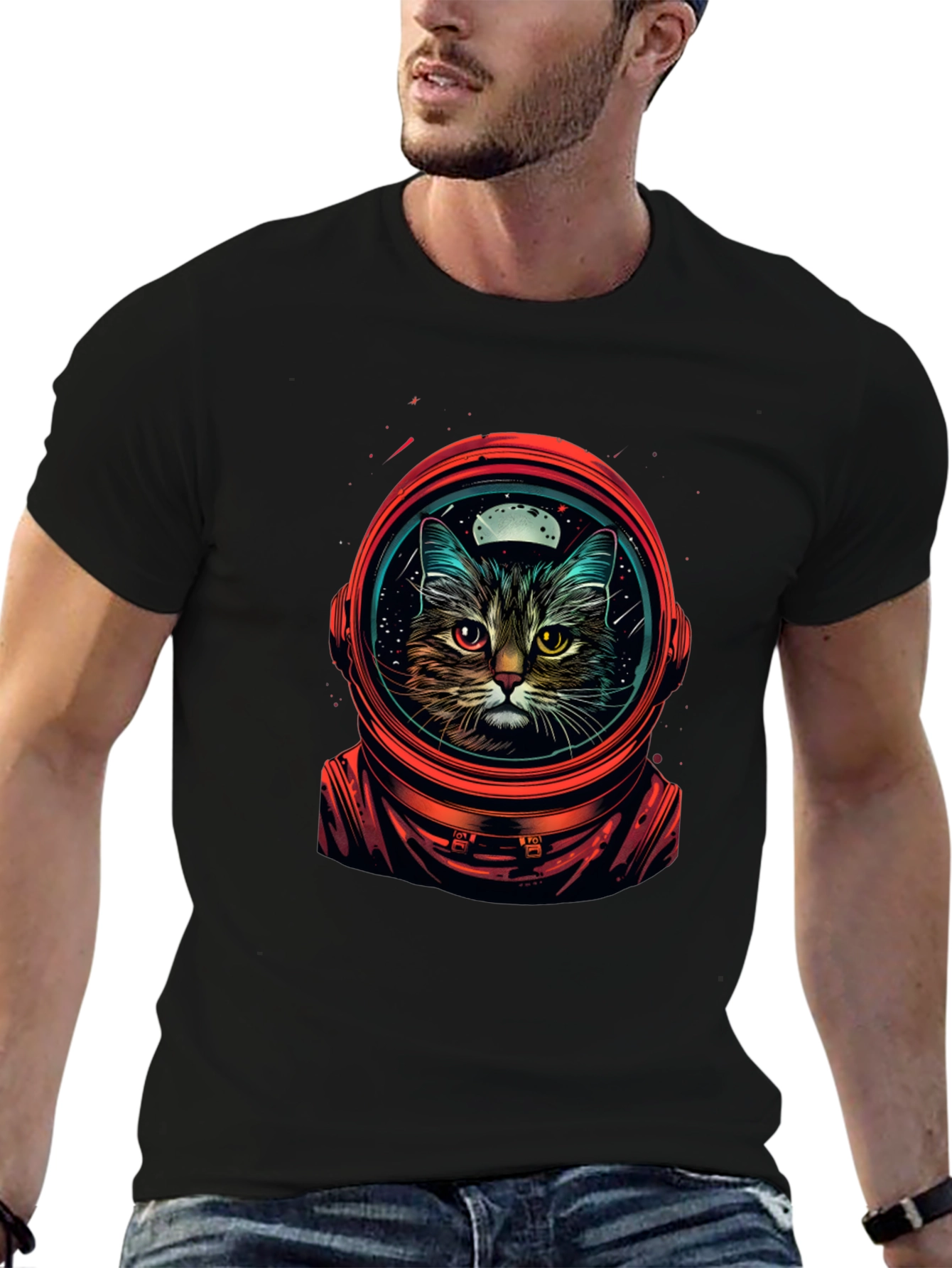 Astronaut Cat Graphic T-Shirt