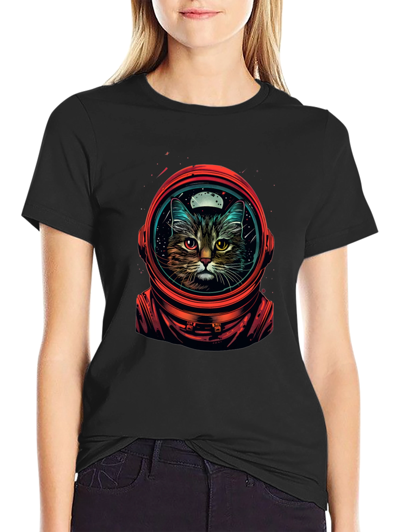 Astronaut Cat Graphic T-Shirt