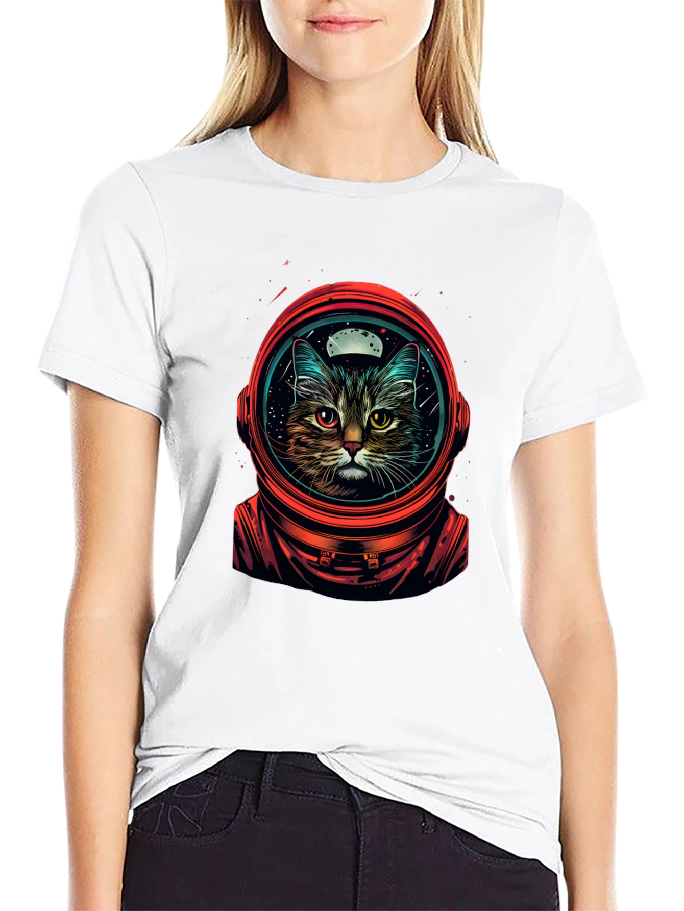 Astronaut Cat Graphic T-Shirt
