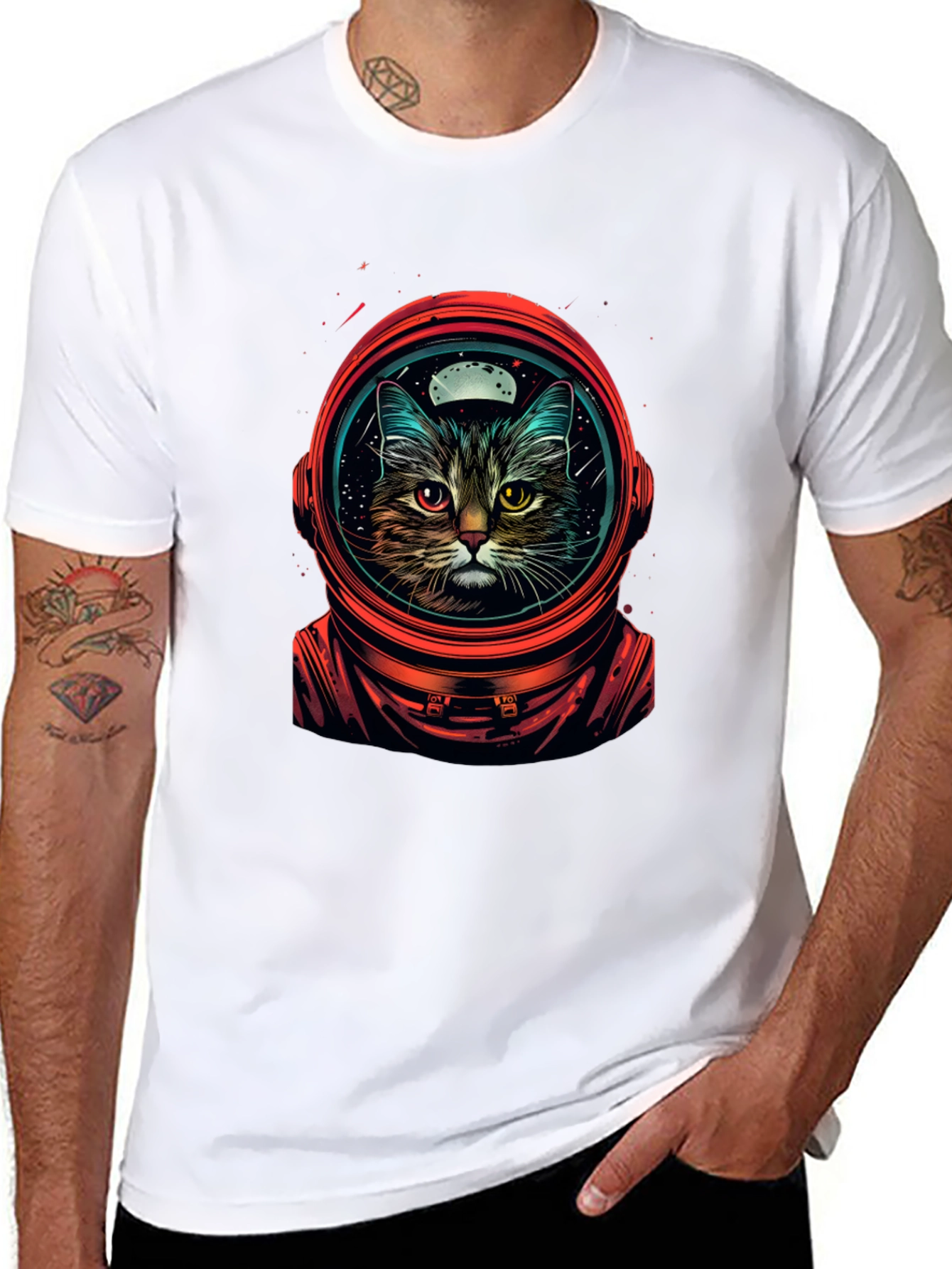 Astronaut Cat Graphic T-Shirt