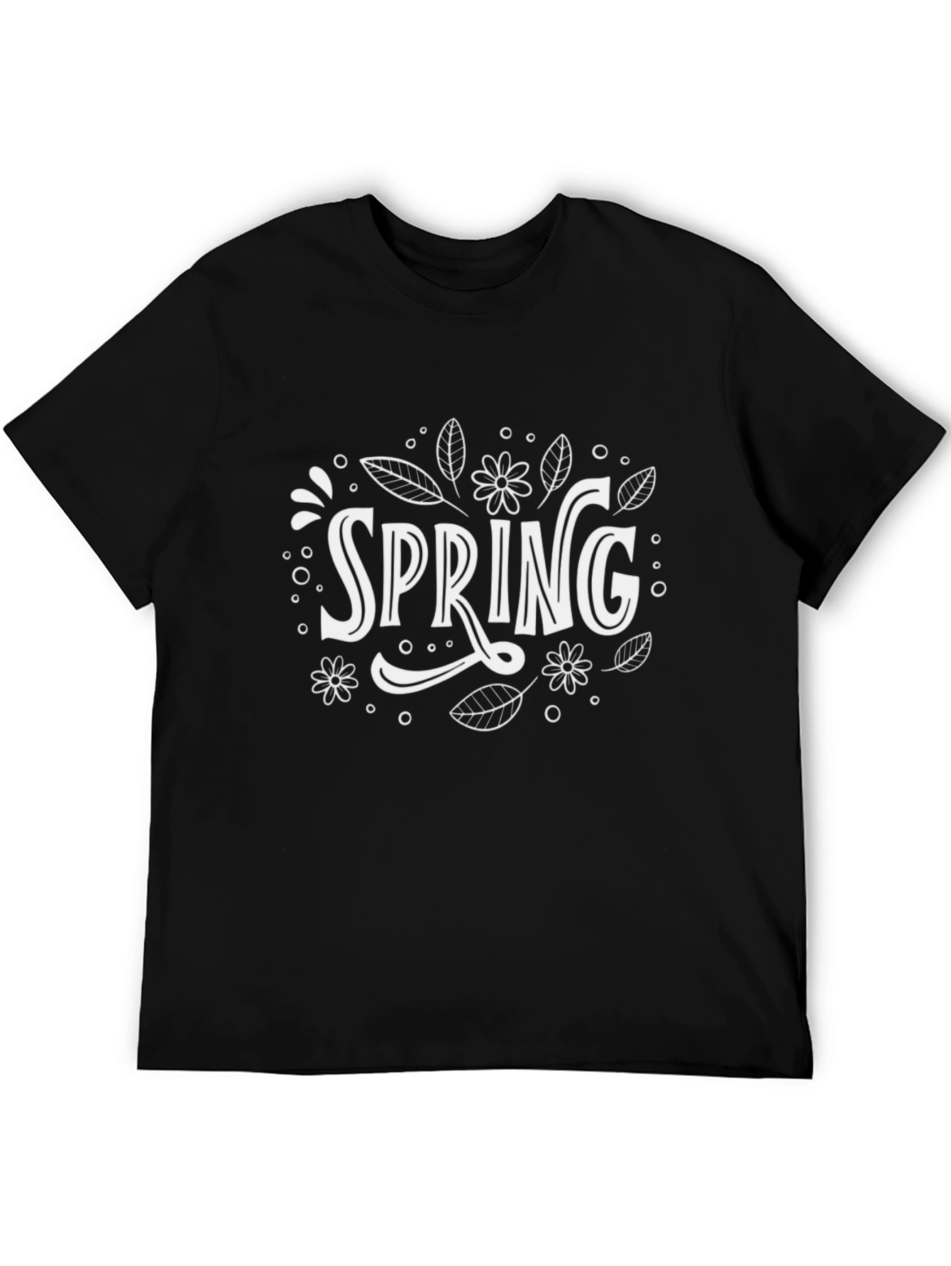 Spring Floral Graphic Tee - Black Cotton Shirt