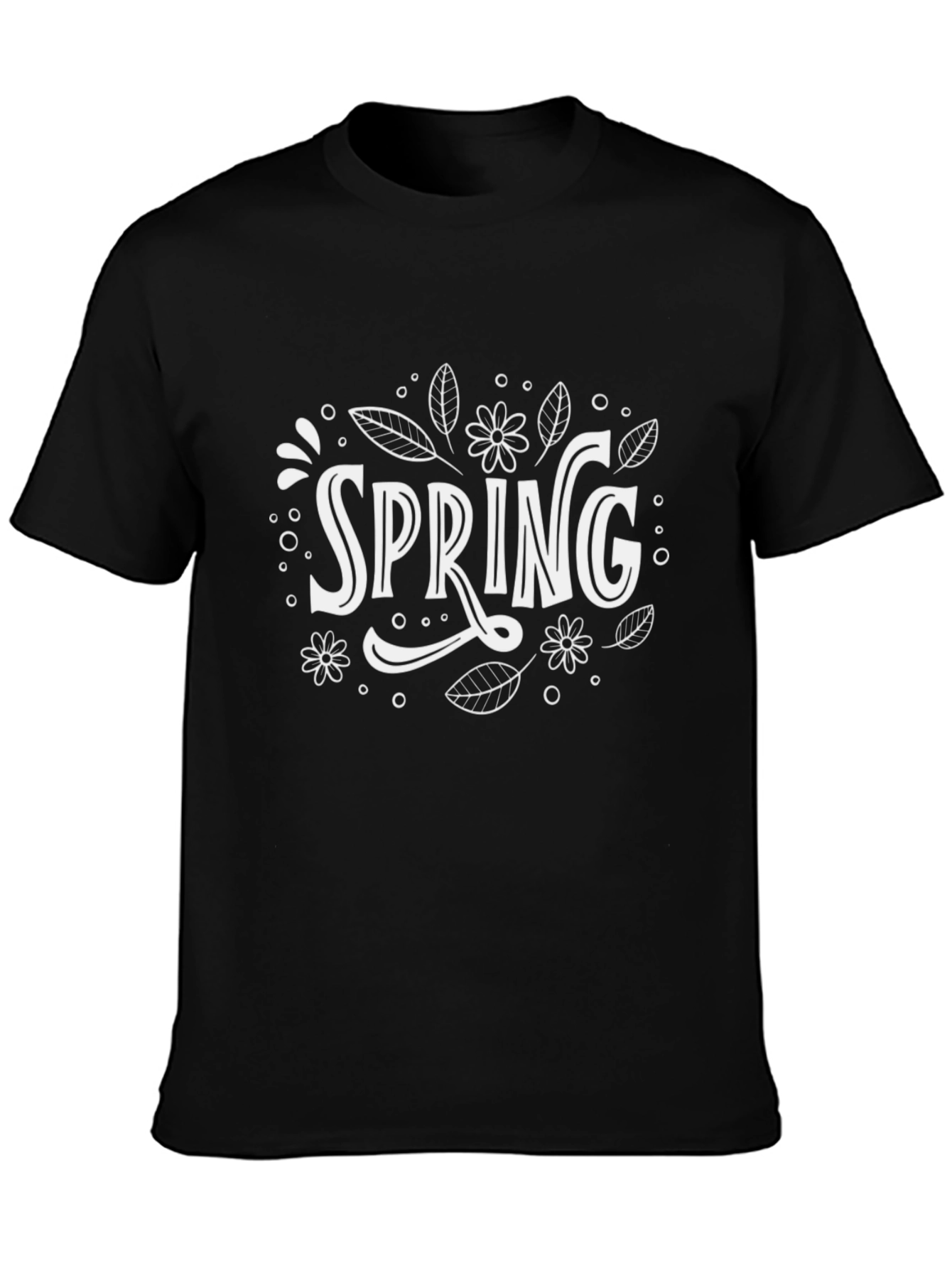 Spring Floral Graphic Tee - Black Cotton Shirt