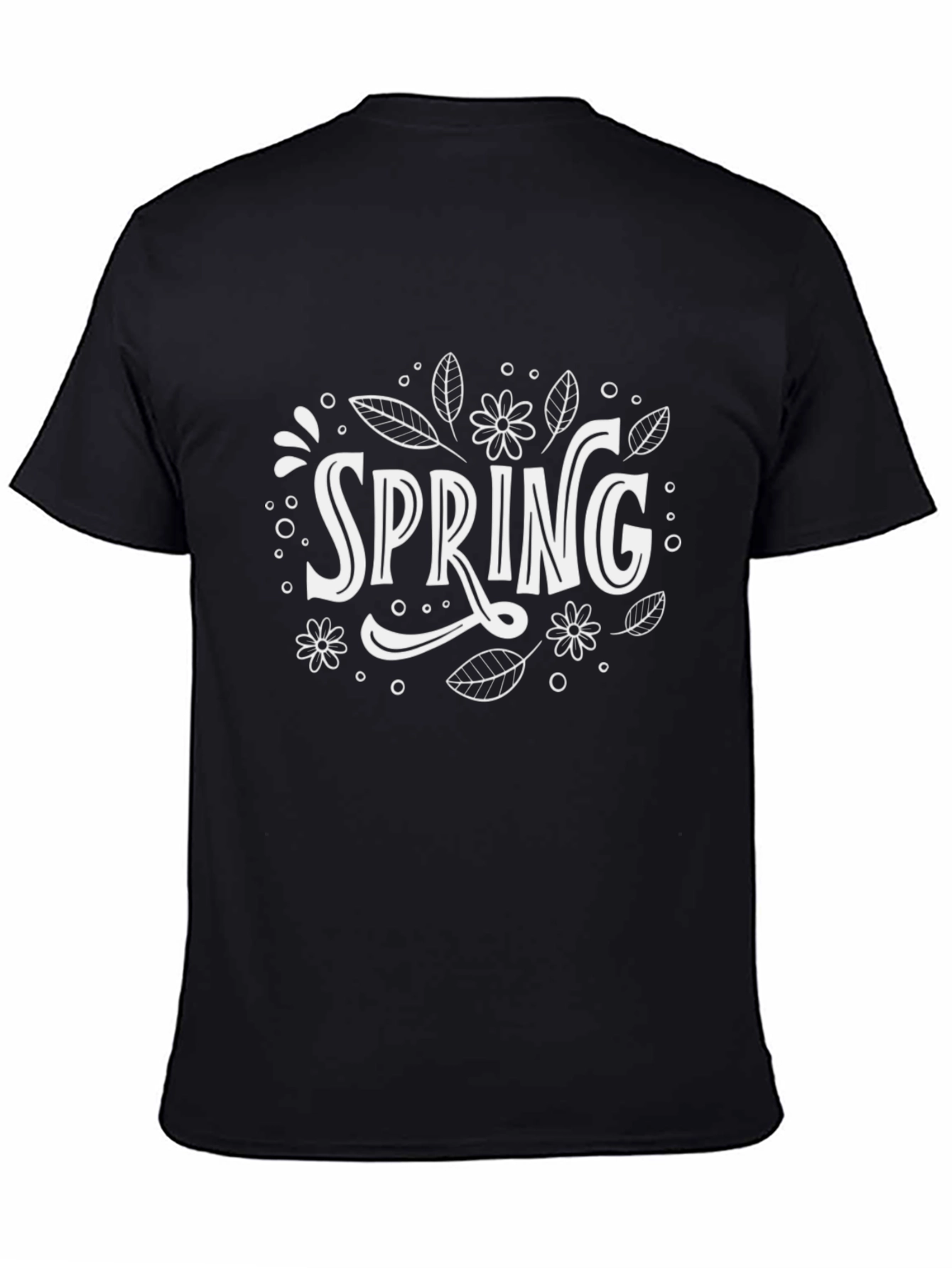 Spring Floral Graphic Tee - Black Cotton Shirt