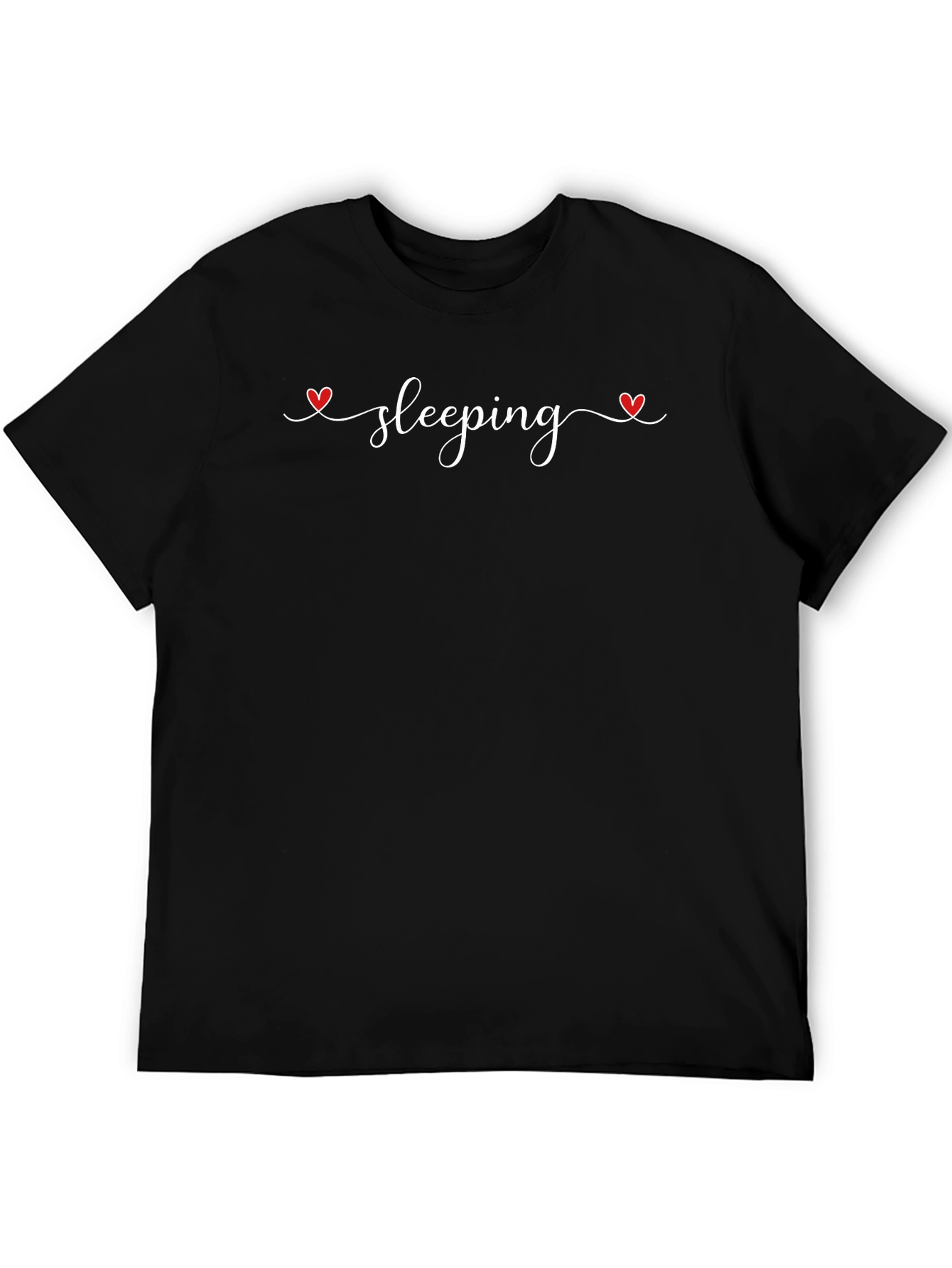Sleeping Heart Tee - Black Cotton Sleep Shirt
