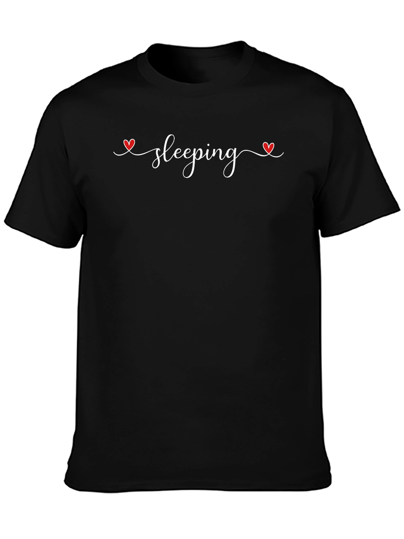Sleeping Heart Tee - Black Cotton Sleep Shirt