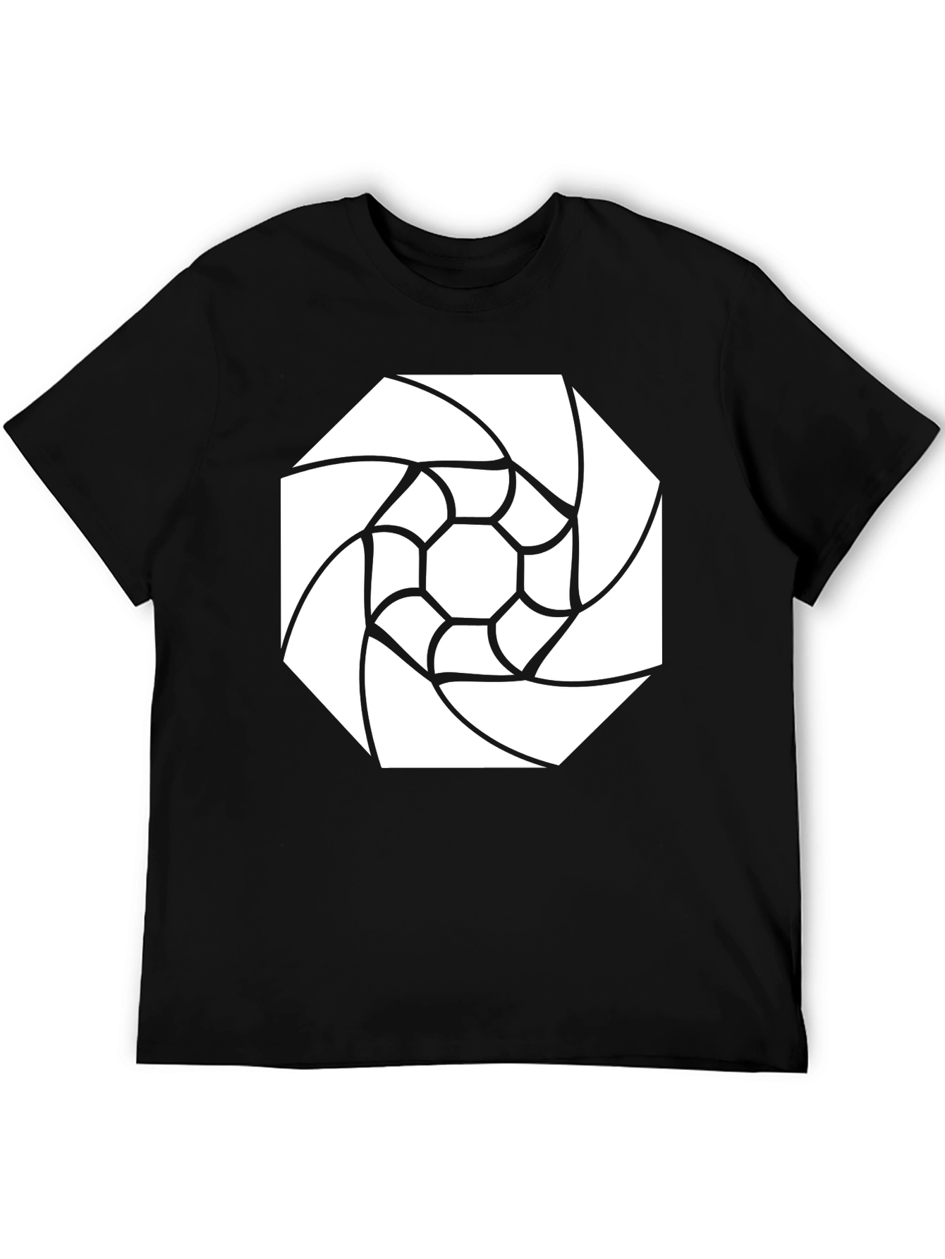 Geometric Graphic Print Black T-Shirt - Modern Style