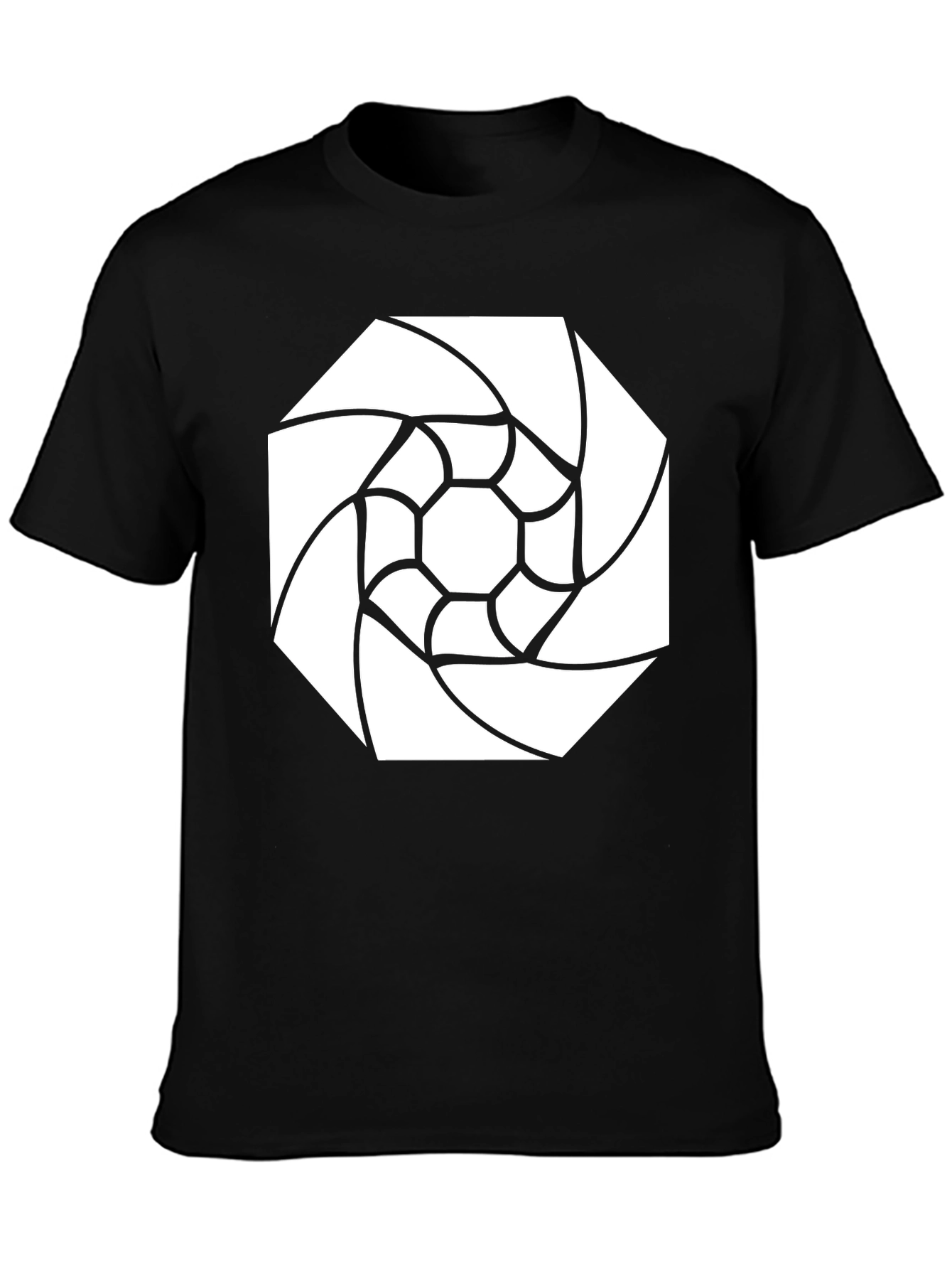 Geometric Graphic Print Black T-Shirt - Modern Style