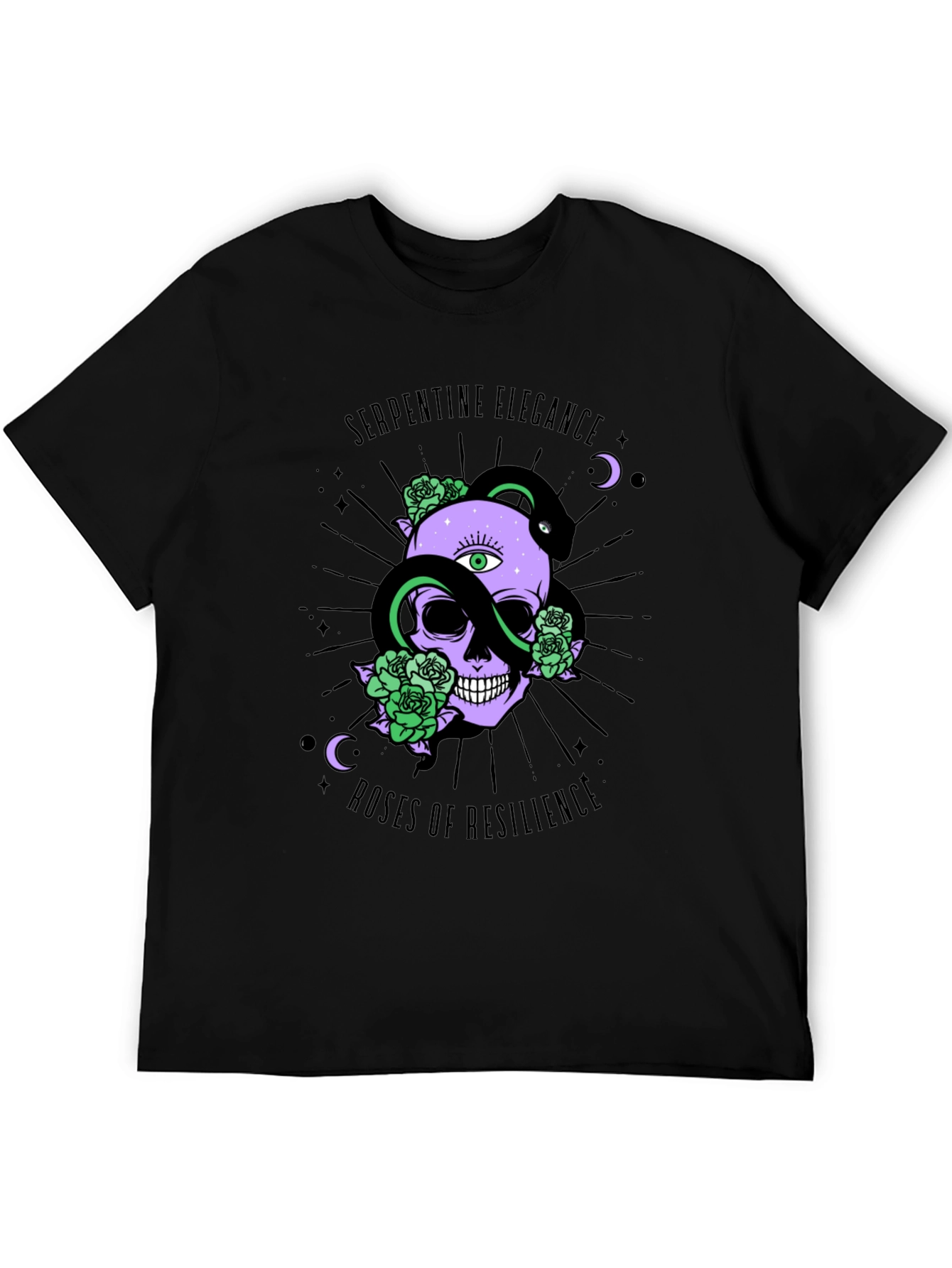 Serpentine Elegance Skull Graphic Tee